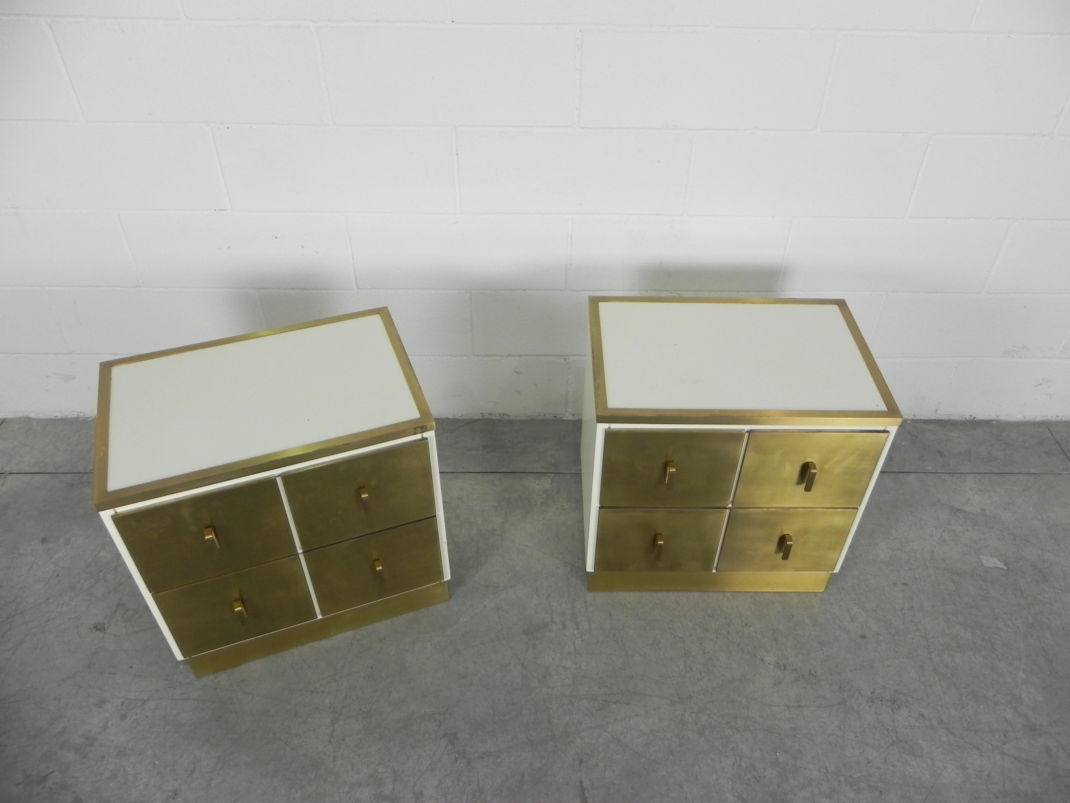 Mid-Century Modern Frigerio Bedside Tables Nightstands Italian Brass and Wood, 1950