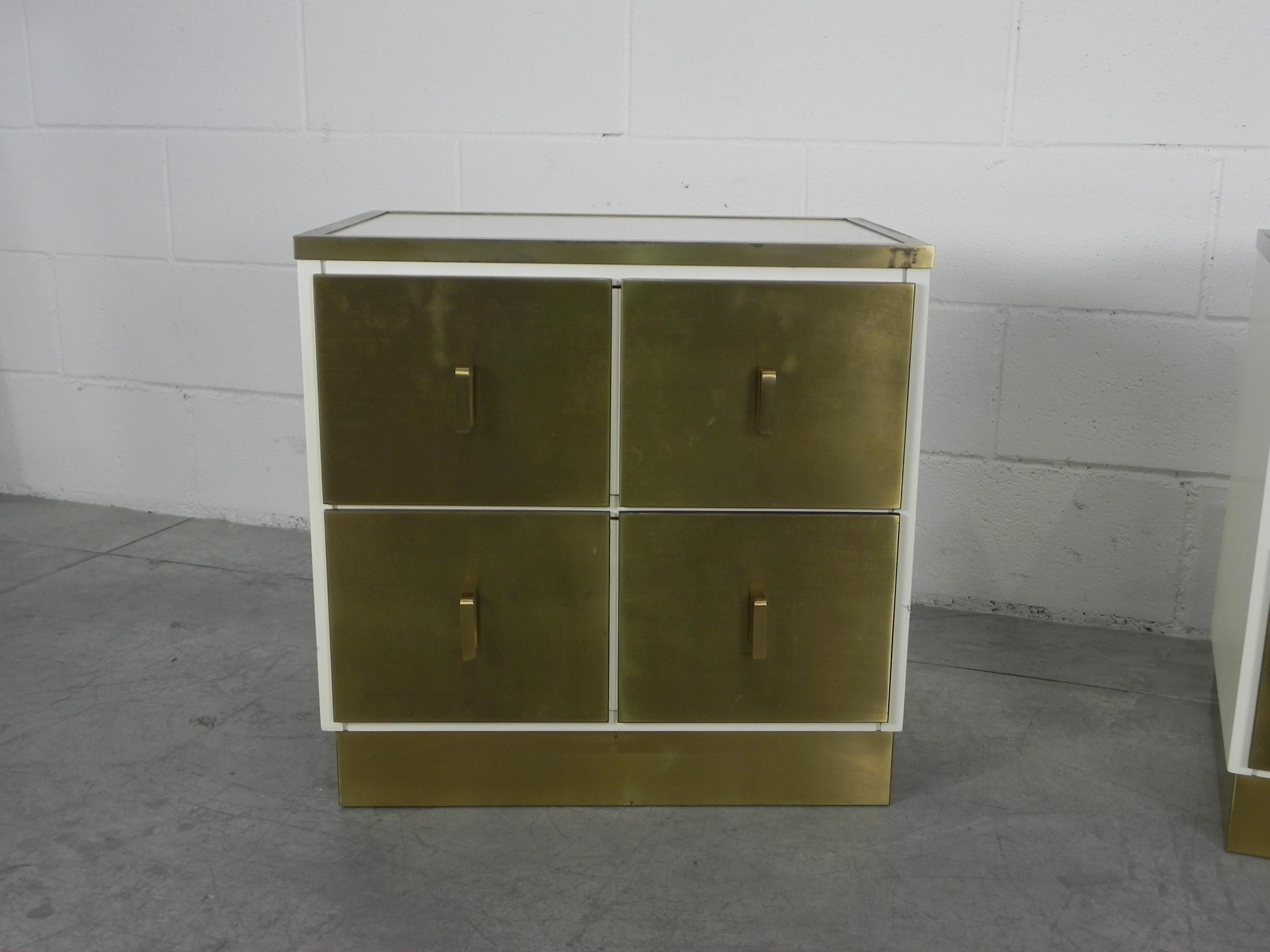 20th Century Frigerio Bedside Tables Nightstands Italian Brass and Wood, 1950