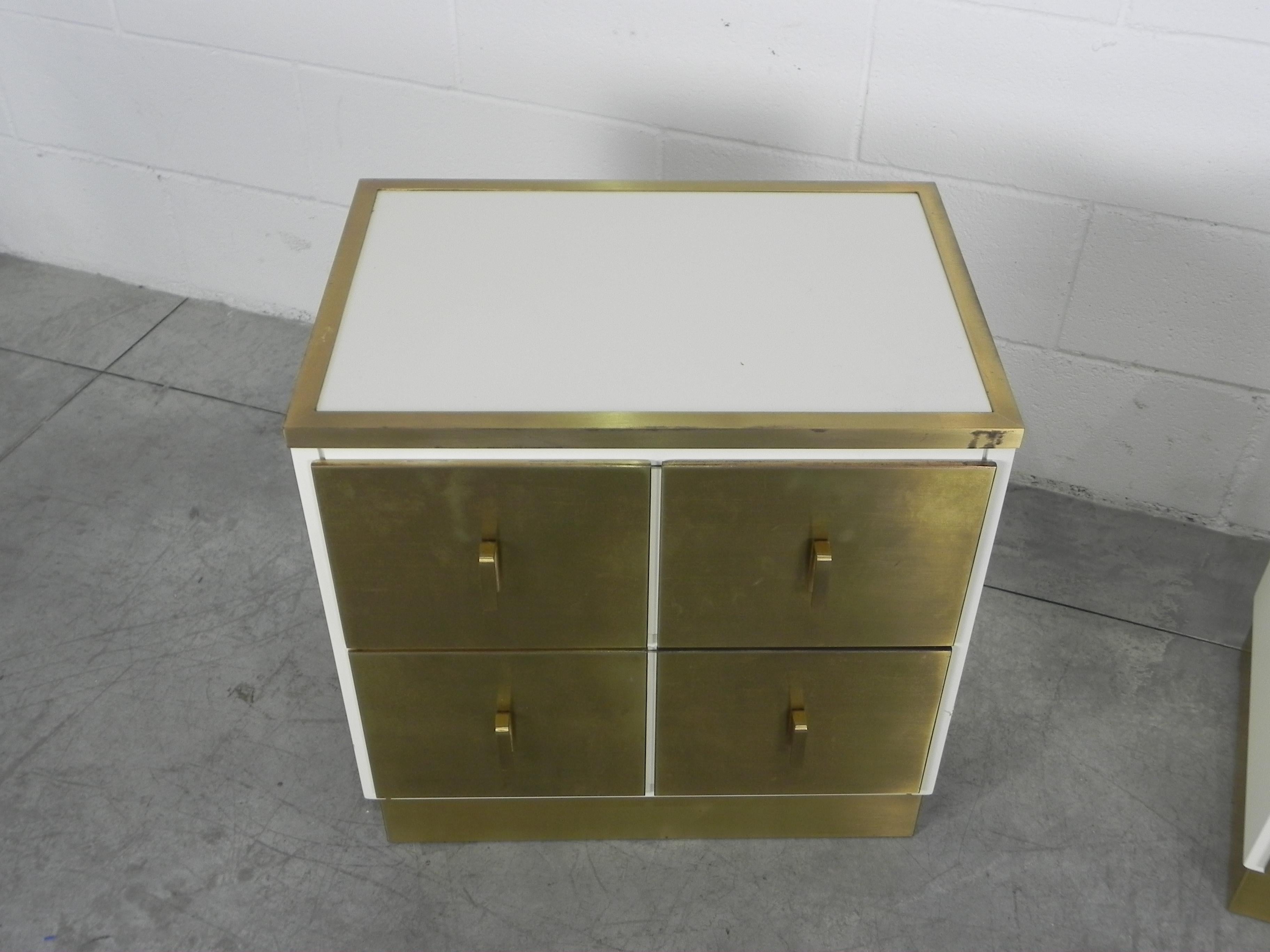 Frigerio Bedside Tables Nightstands Italian Brass and Wood, 1950 1