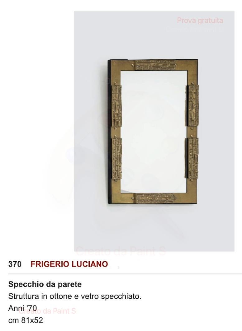 Mid-Century Modern Frigerio Brass and Black Wood Mid-Century Console Wall Mirror, 1970 For Sale