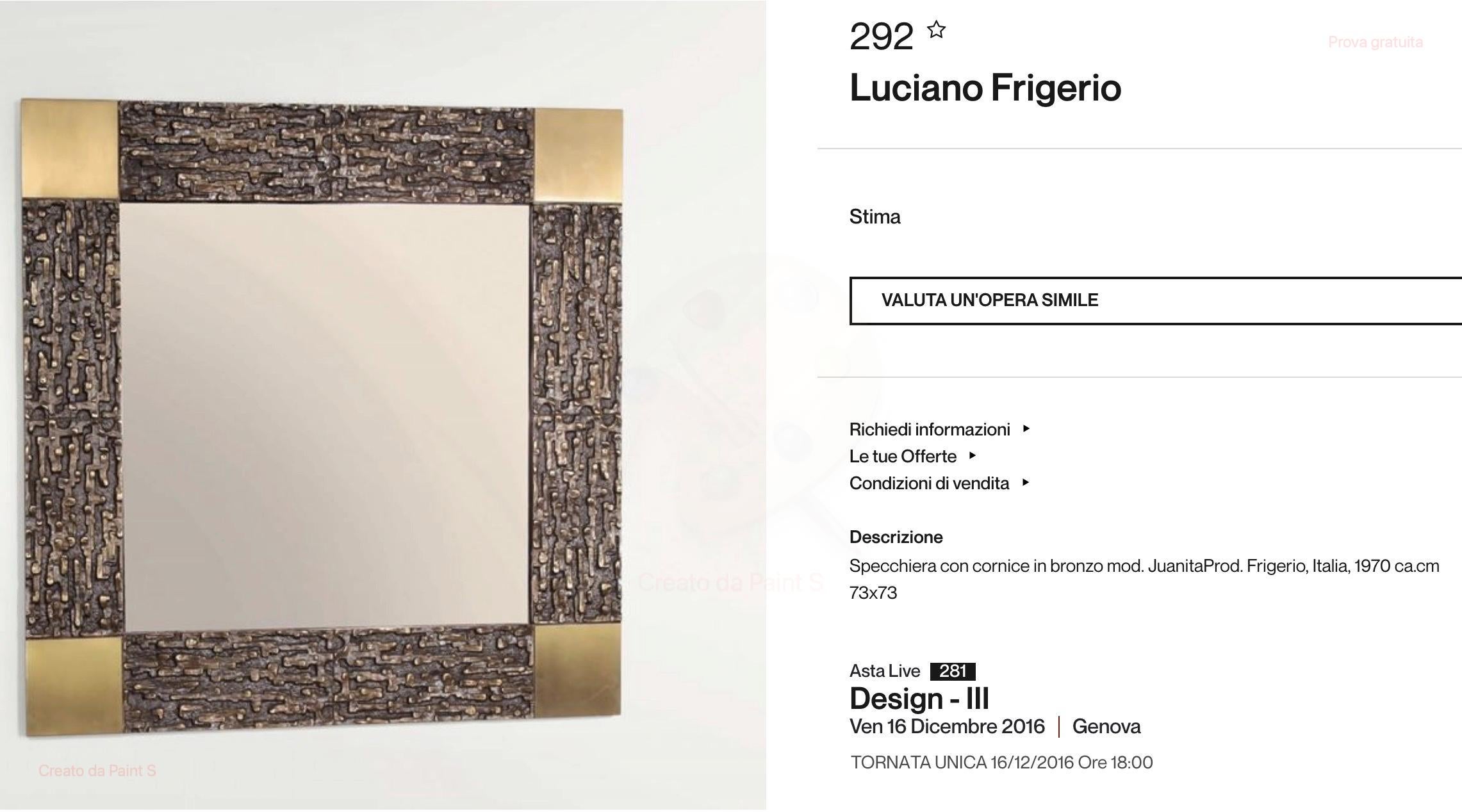 Frigerio Konsolenspiegel aus Messing und schwarzem Holz aus der Mitte des Jahrhunderts, 1970 (Italienisch) im Angebot