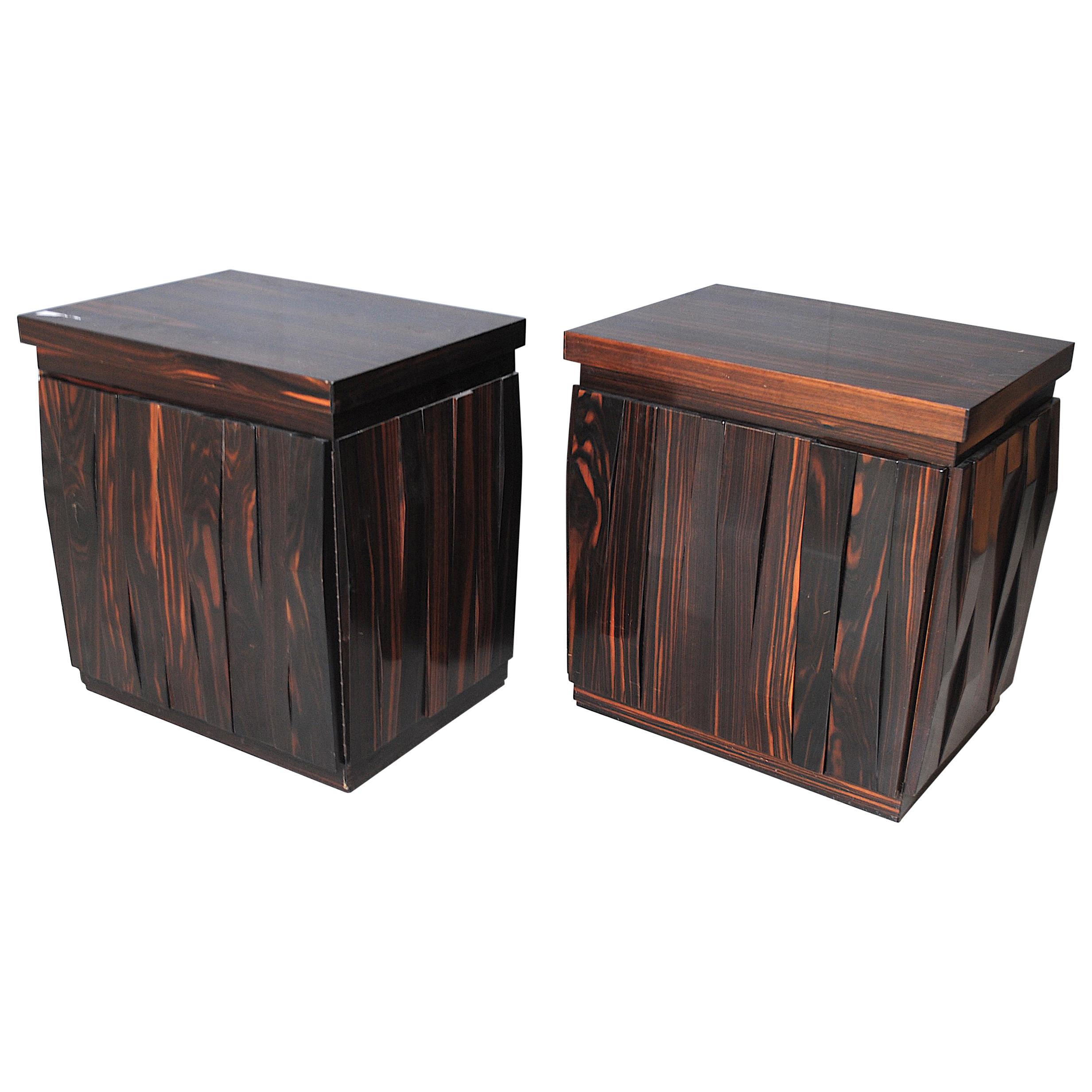 Frigerio Luciano Desio Two Bedside Barium Series in Solid Rosewood, Gold Label