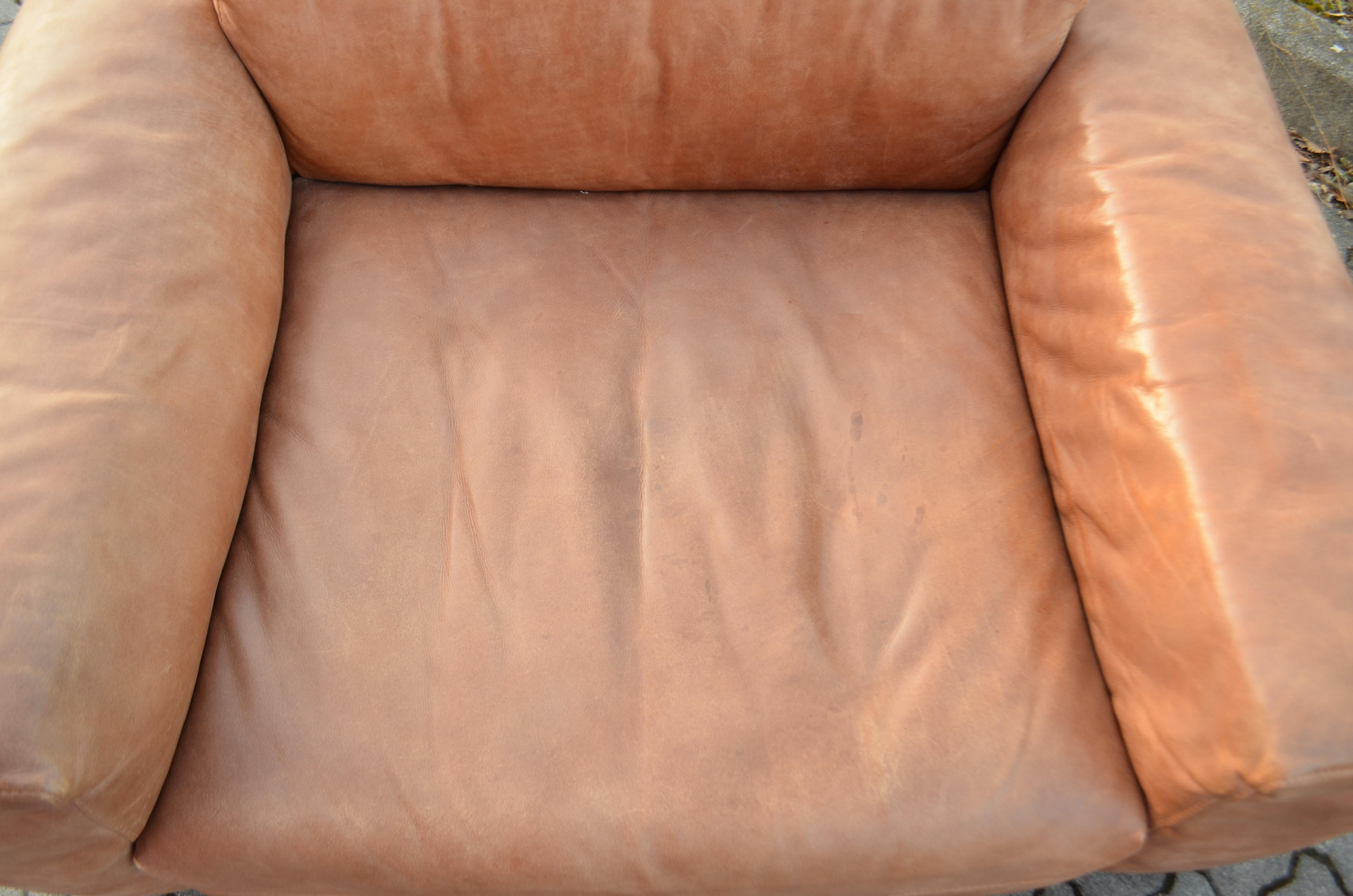 Frigerio Salotti Modell Cooper Loveseat Armchair Leather Chair Cognac In Good Condition For Sale In Munich, Bavaria