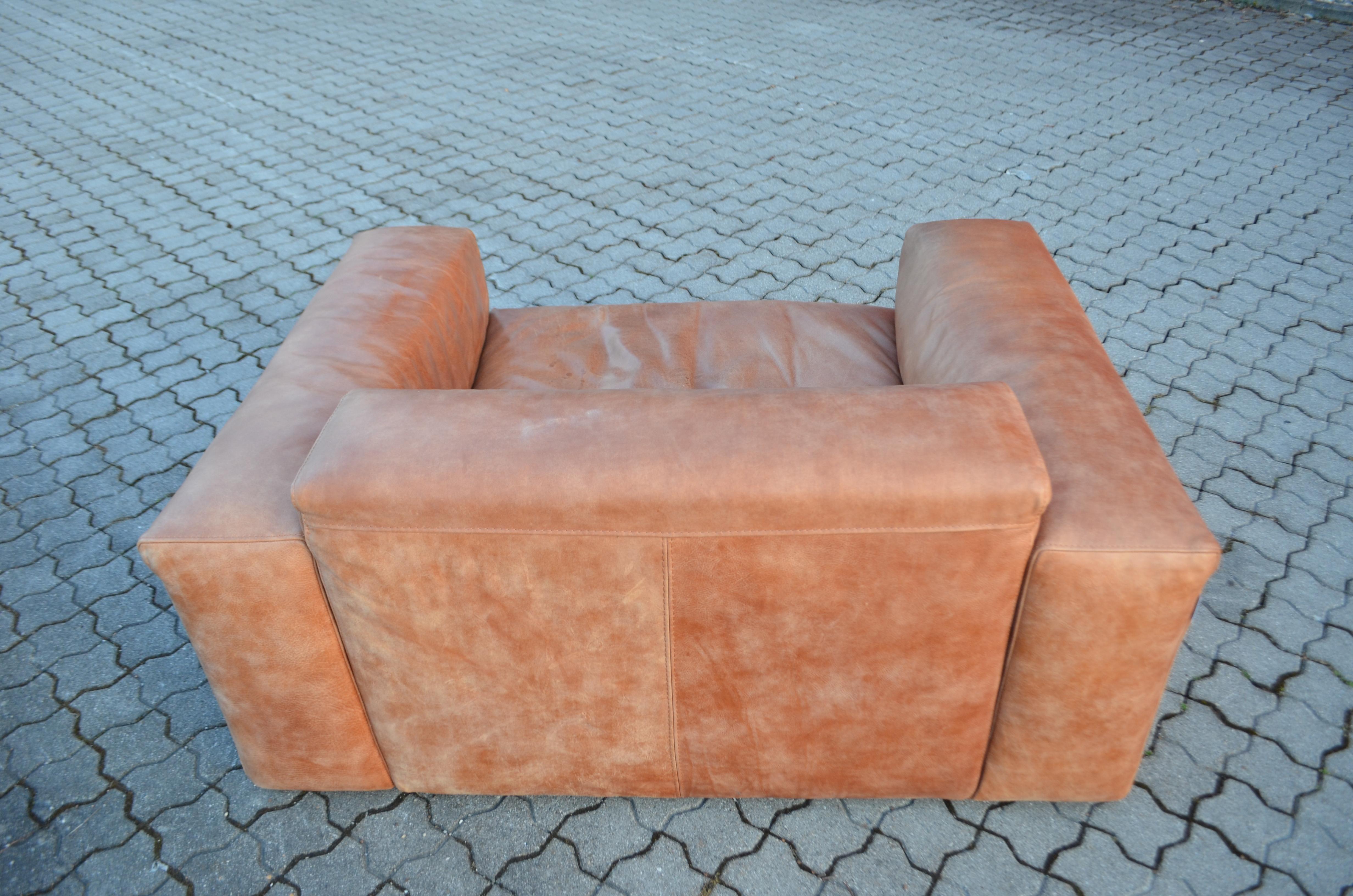 Cognacfarbener Frigerio Salotti Modell Cooper Loveseat Ledersessel im Angebot 1