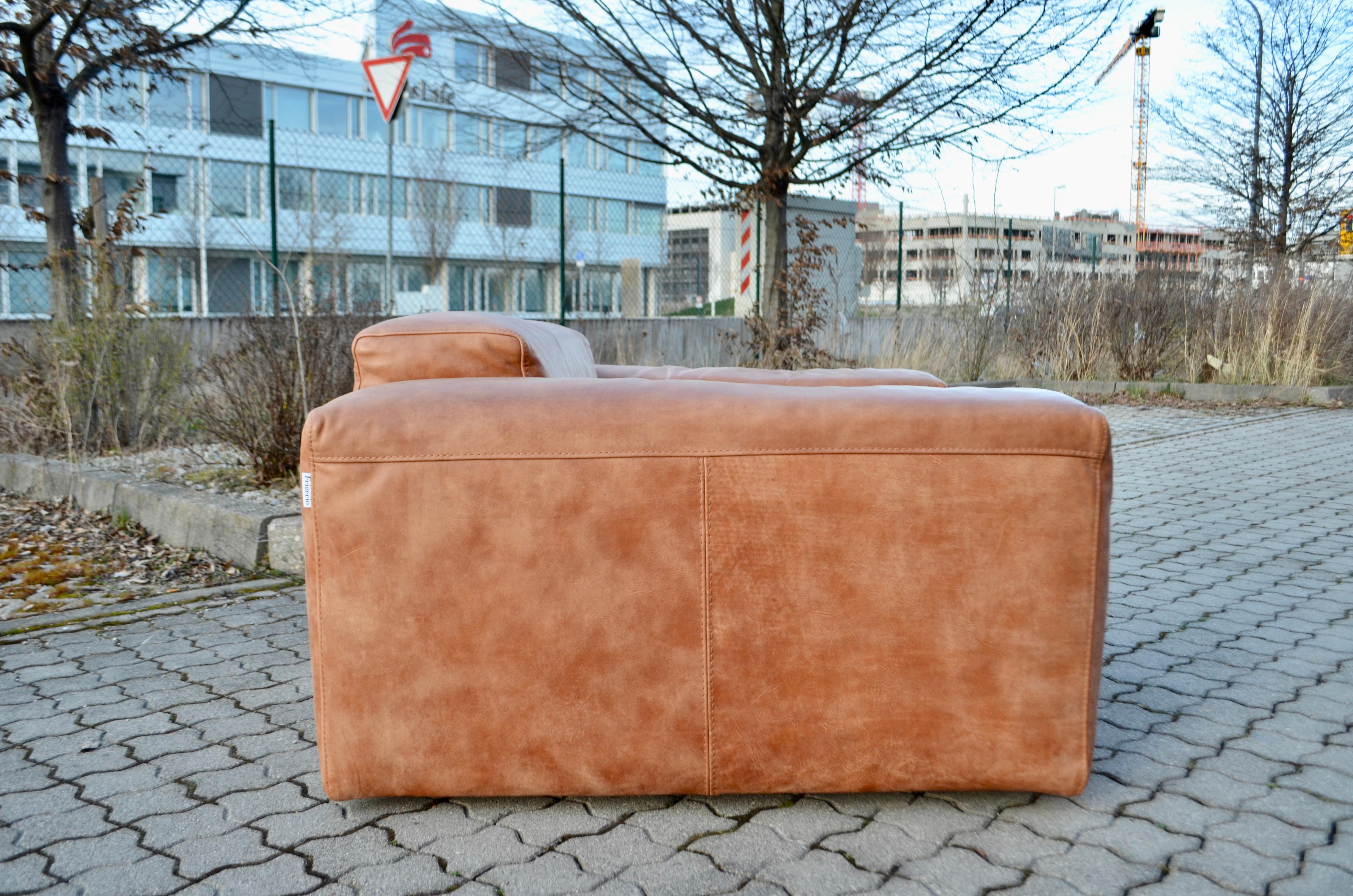 Frigerio Salotti Modell Cooper Loveseat Armchair Leather Chair Cognac Set of 2 3