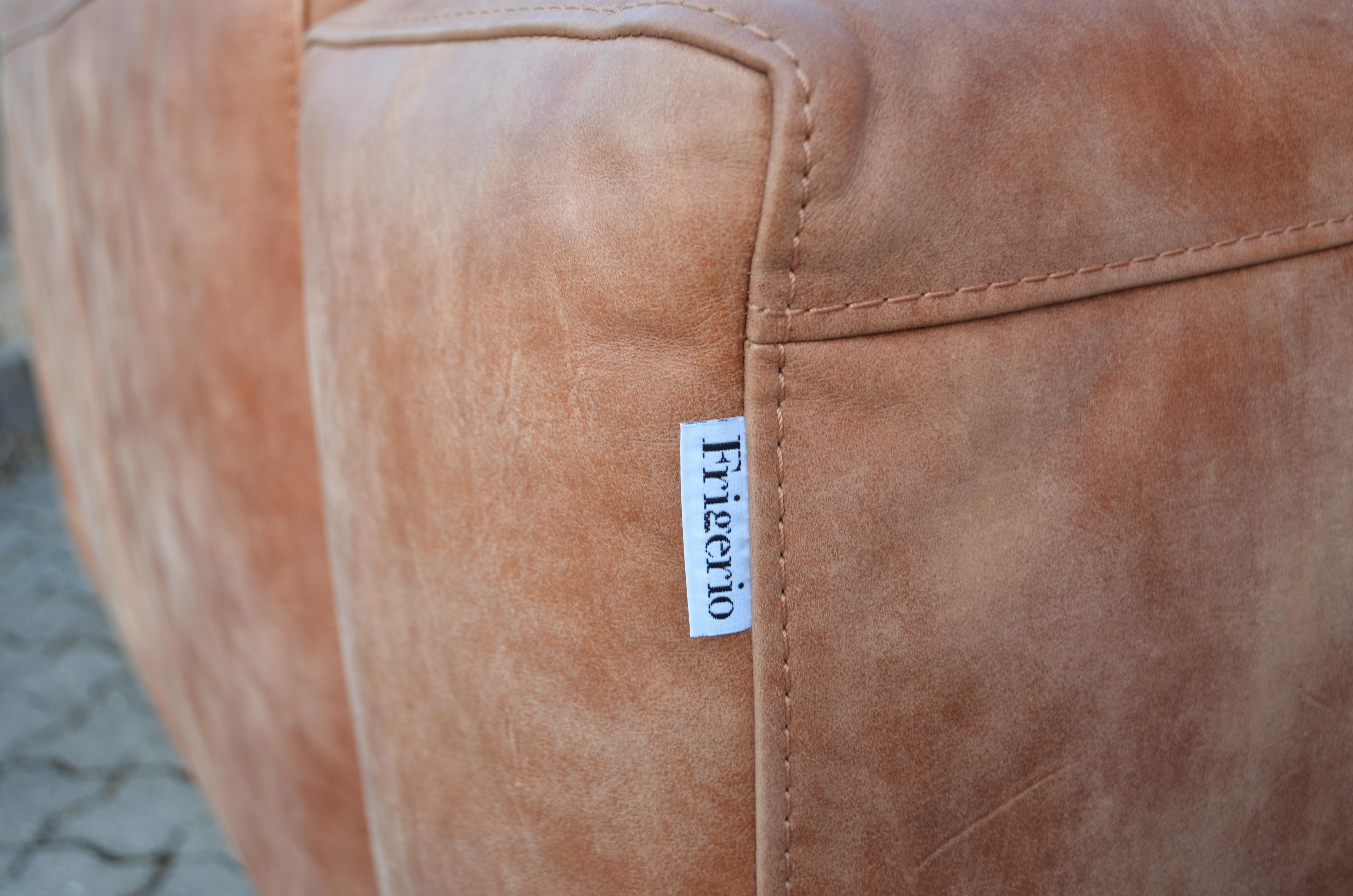 Frigerio Salotti Modell Cooper Loveseat Armchair Leather Chair Cognac Set of 2 5