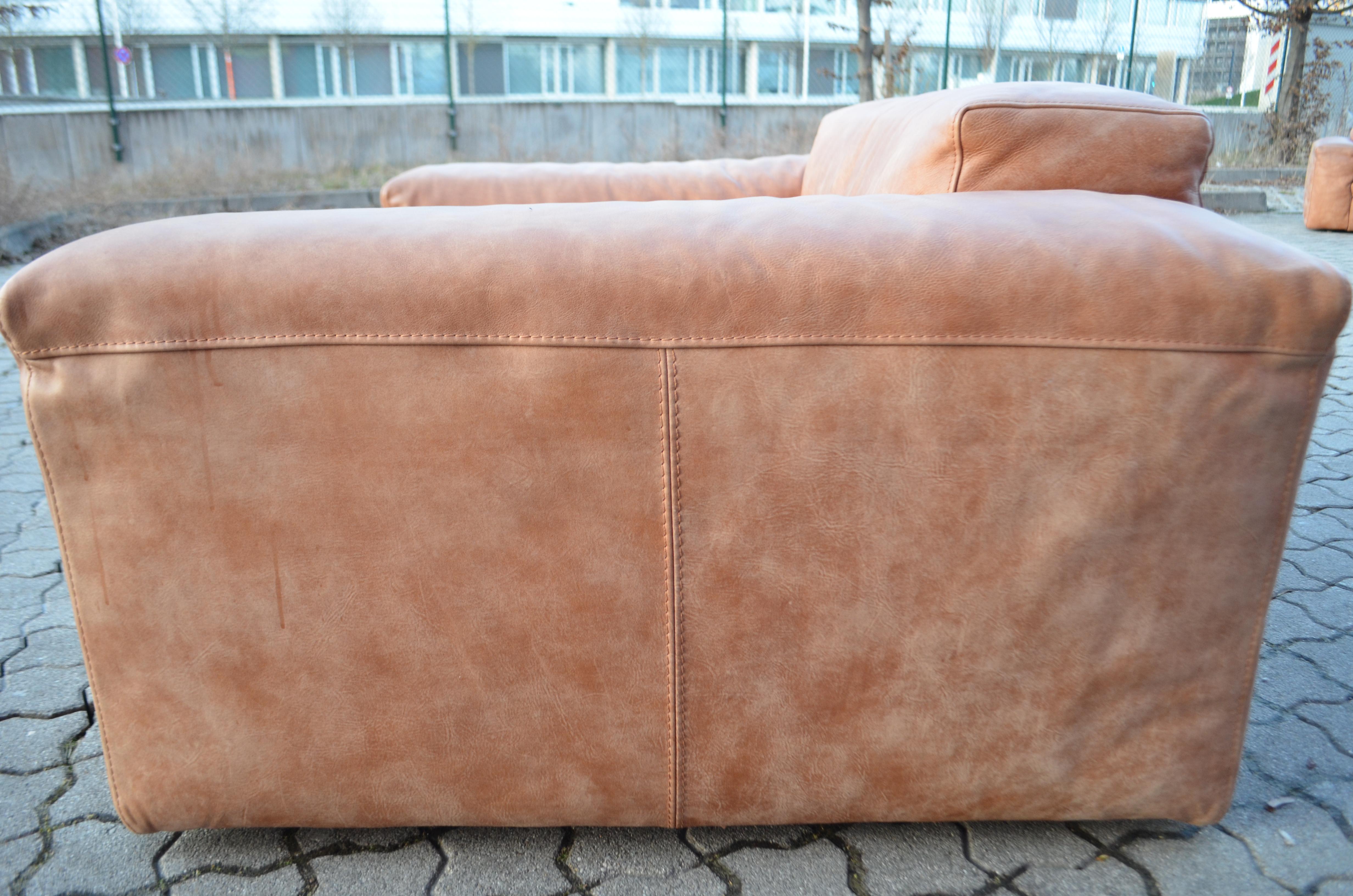 Frigerio Salotti Modell Cooper Loveseat Armchair Leather Chair Cognac Set of 2 10