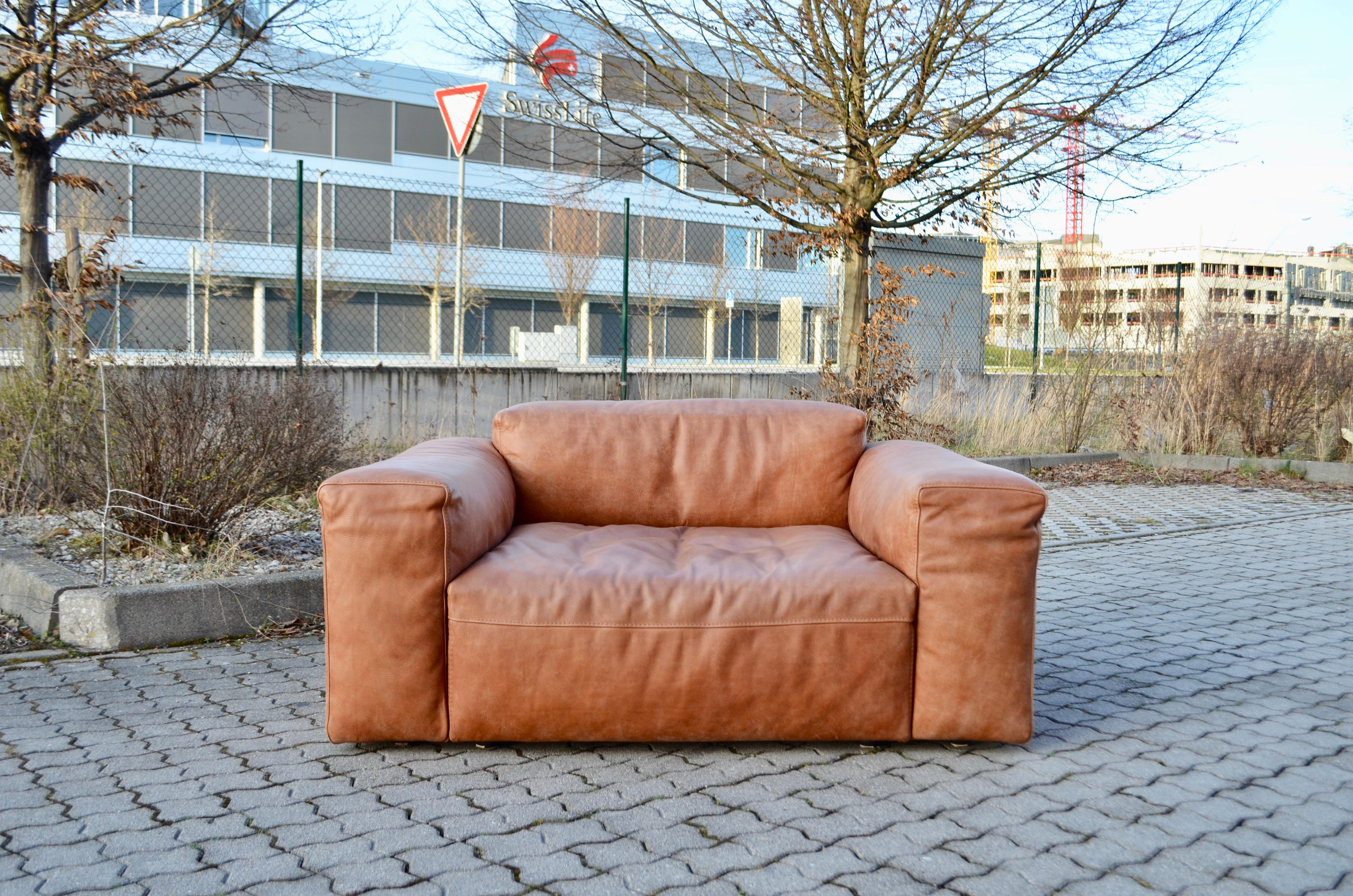 Frigerio Salotti Modell Cooper Loveseat Sessel Ledersessel, Cognac, 2er-Set (Moderne)