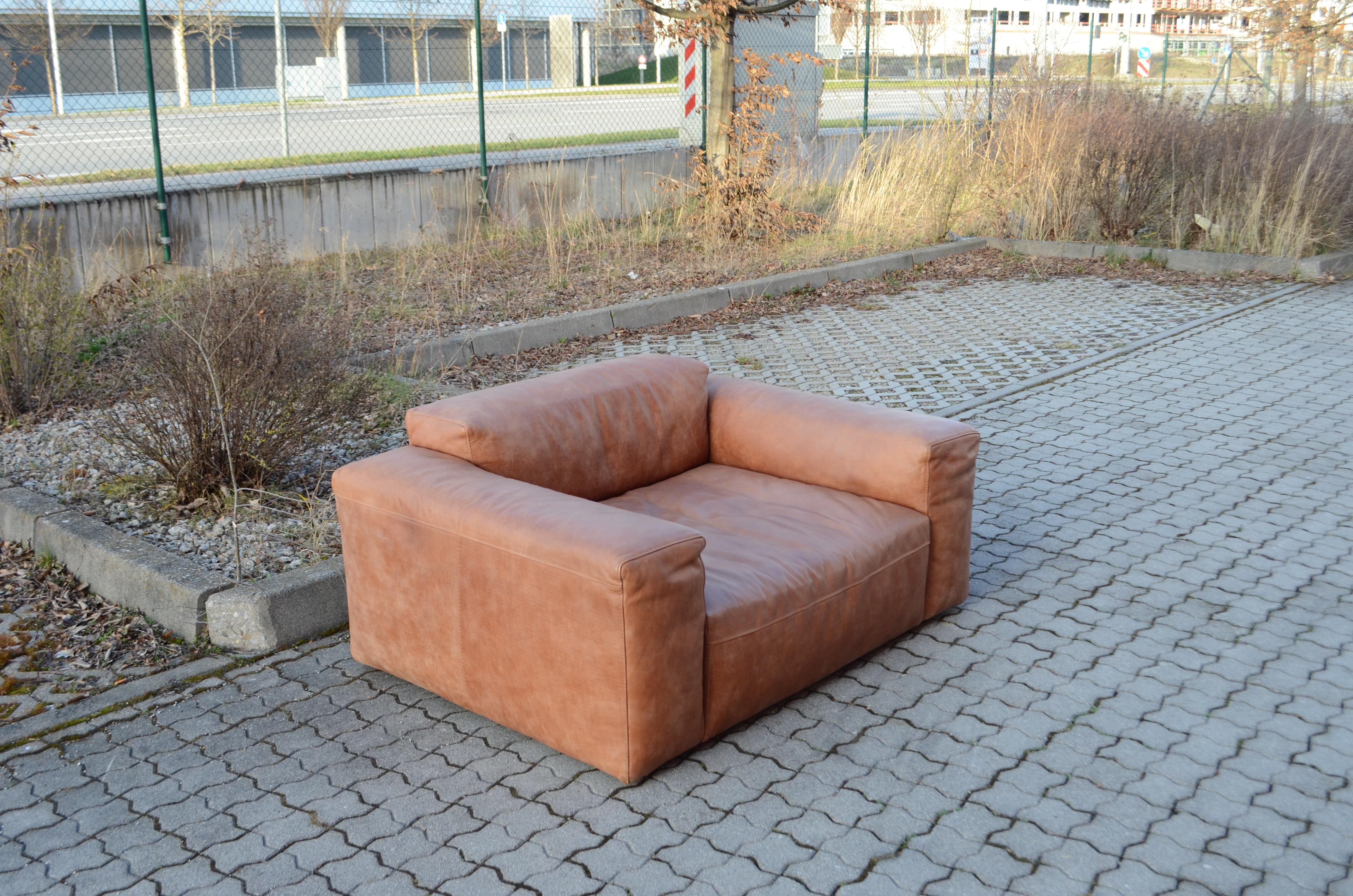 Frigerio Salotti Modell Cooper Loveseat Sessel Ledersessel, Cognac, 2er-Set 2