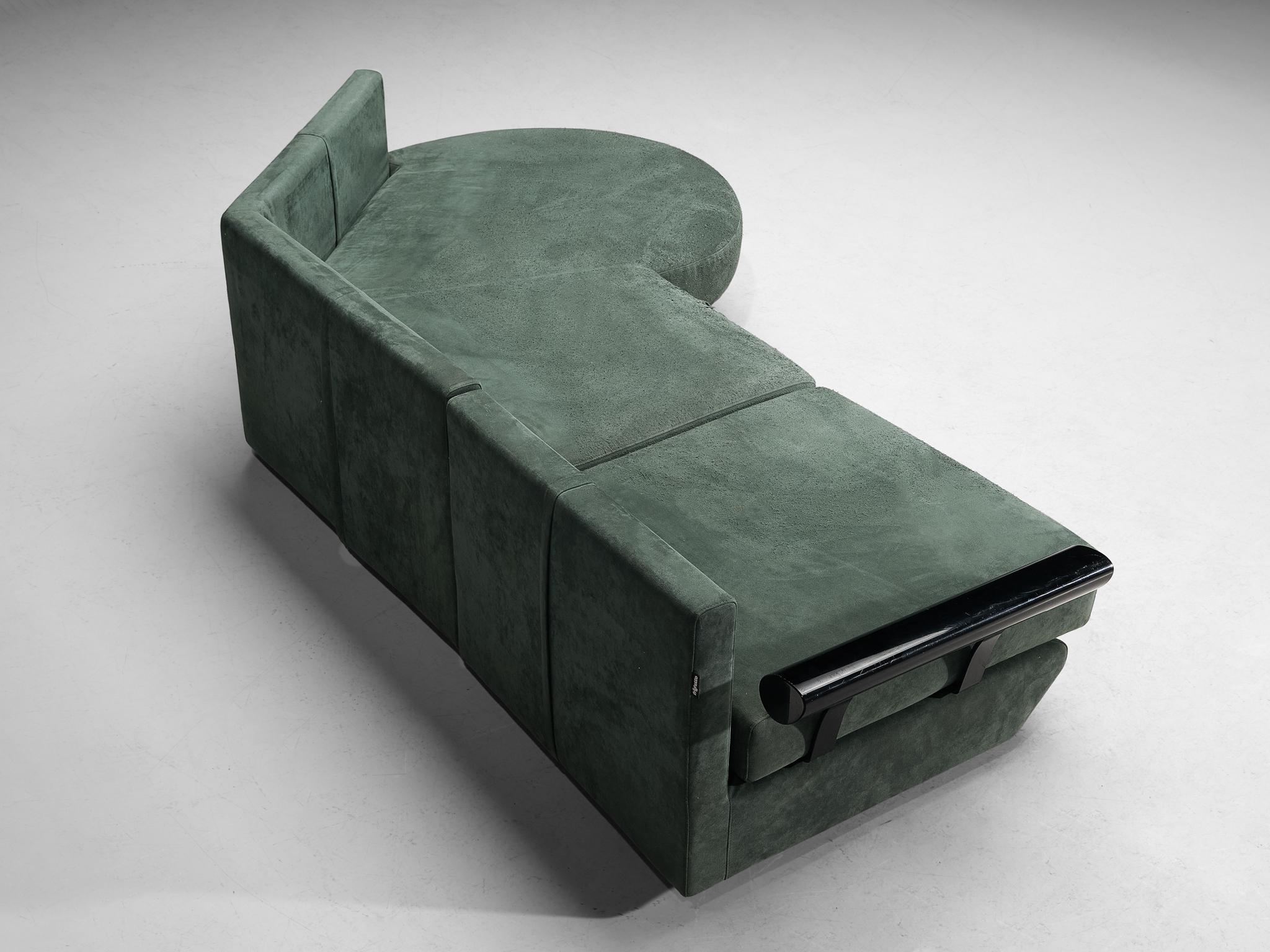 Frighetto Italian Sectional Sofa in Green Alcantara 1