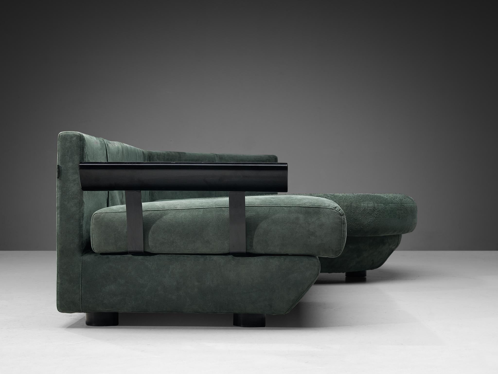 Late 20th Century Frighetto Italian Sectional Sofa in Green Alcantara