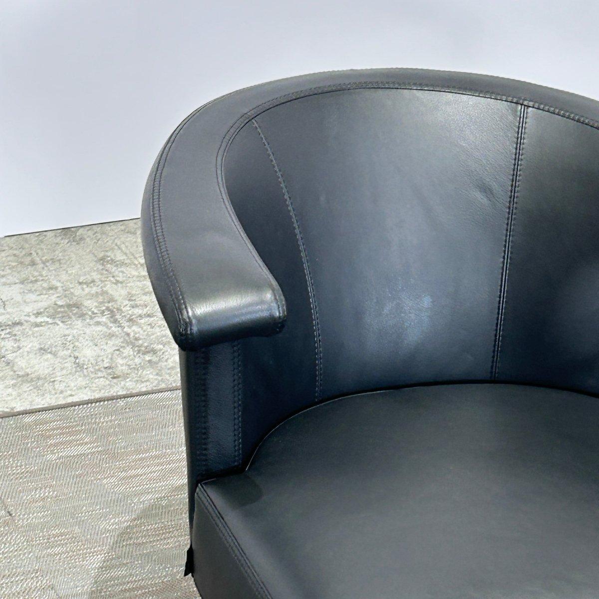 Modern Frighetto Leather Swivel Chair, Set of Four For Sale