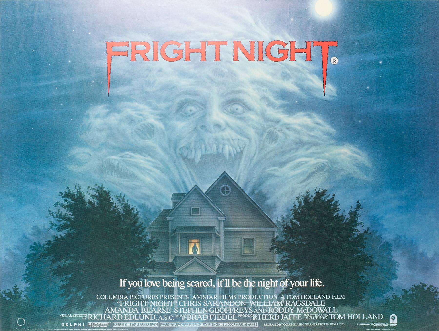 Paper Fright Night British UK Film Poster, 1985, Peter Mueller, Rolled