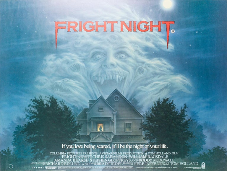 Fright Night British UK Film Poster, 1985, Peter Mueller, Rolled at ...