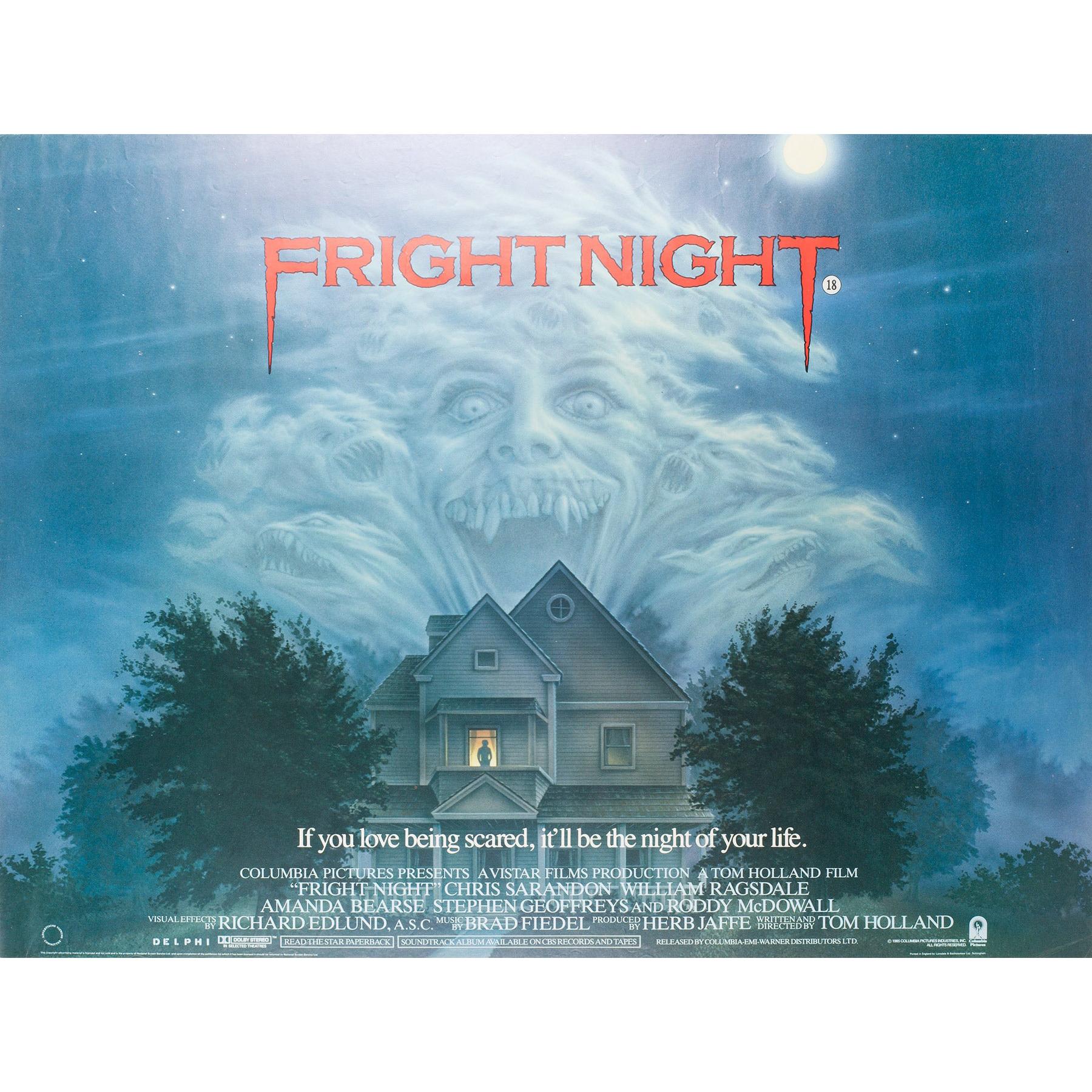 Fright Night British UK Film Poster, 1985, Peter Mueller, Rolled