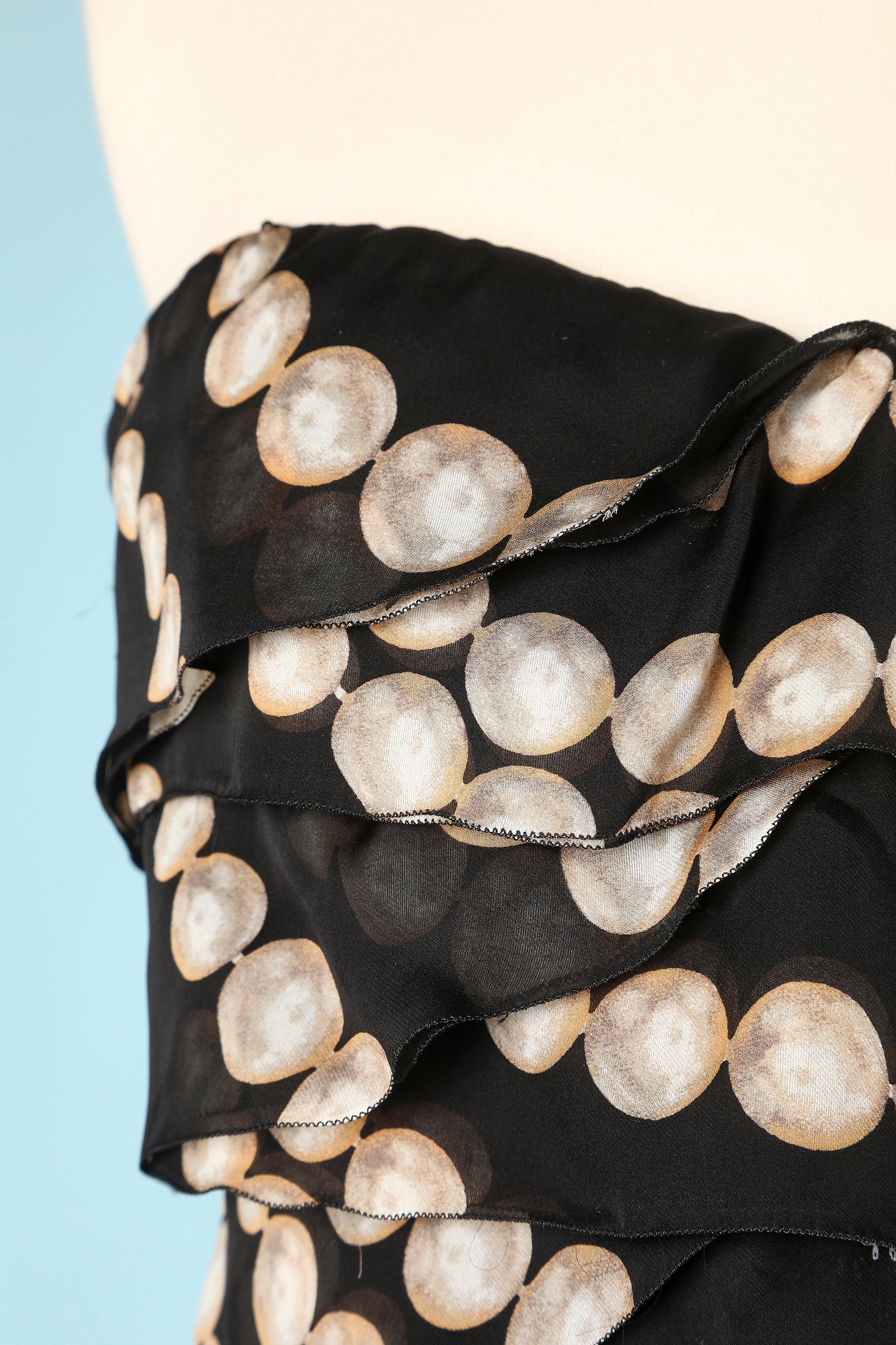 Vestido de gasa con bustier de volantes estampado 