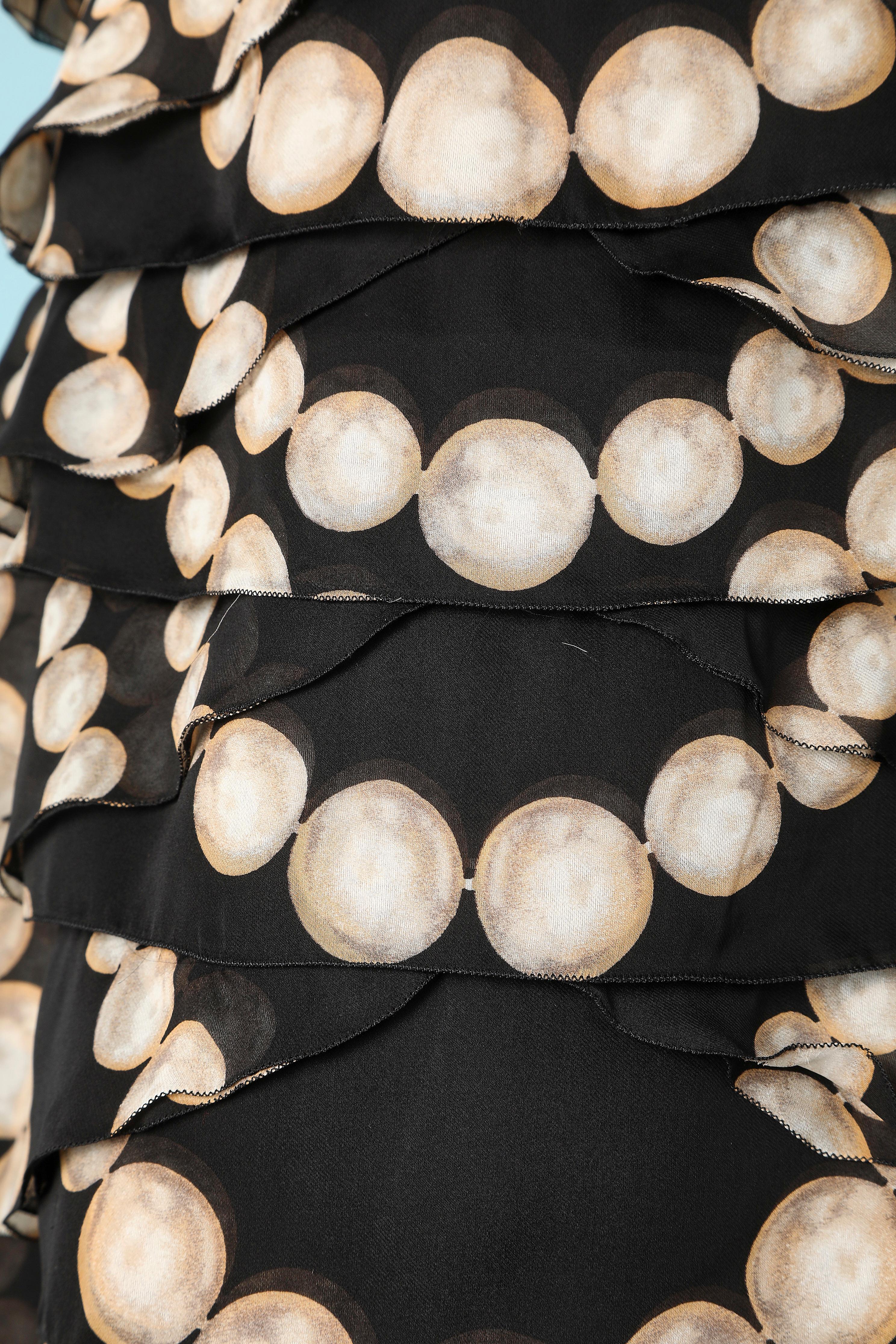 Vestido bustier de gasa con volante 