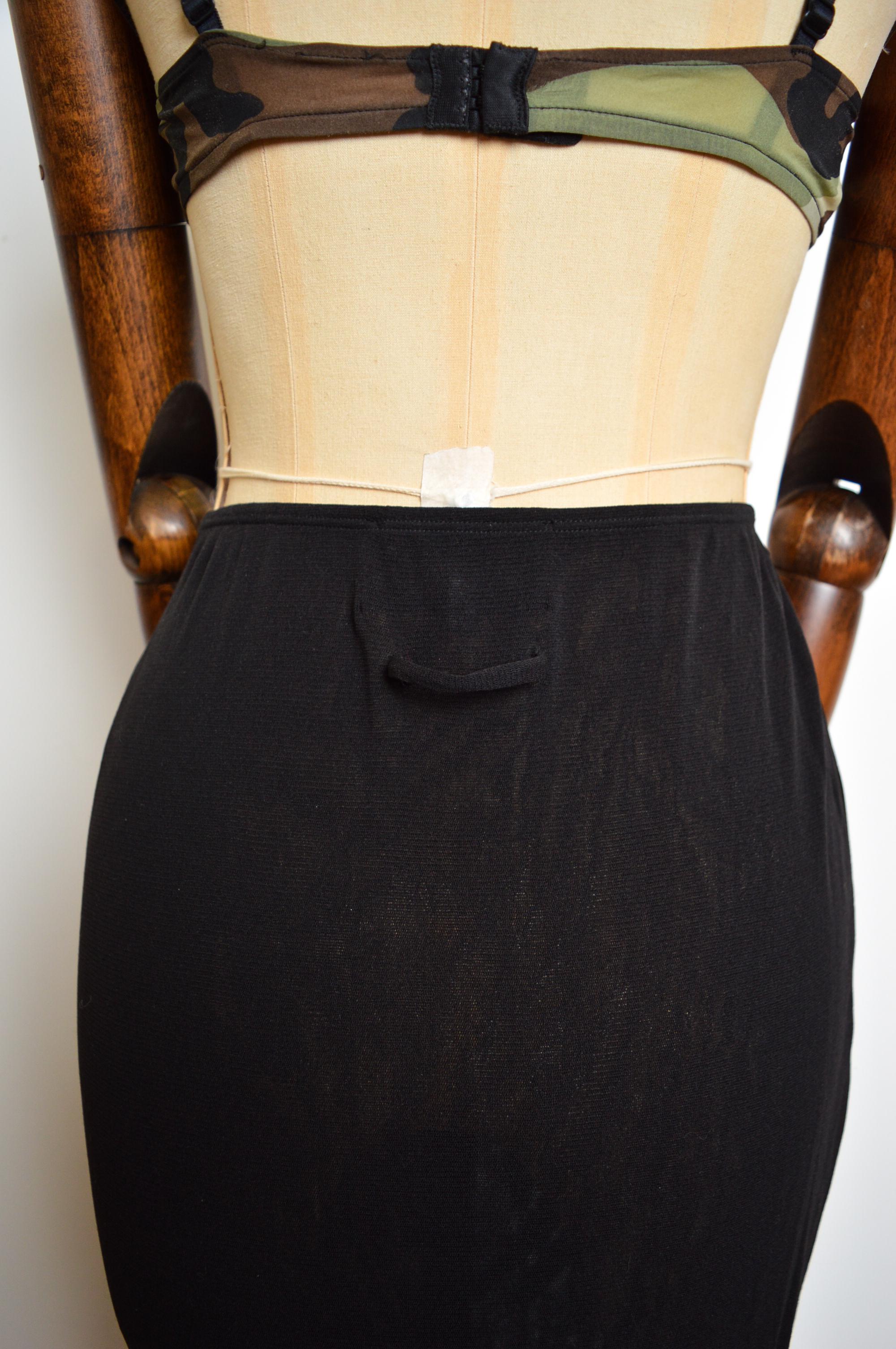 Frilly 1990's Jean Paul Gaultier Vintage Sheer Black Mesh fishtail Maxi Skirt For Sale 6