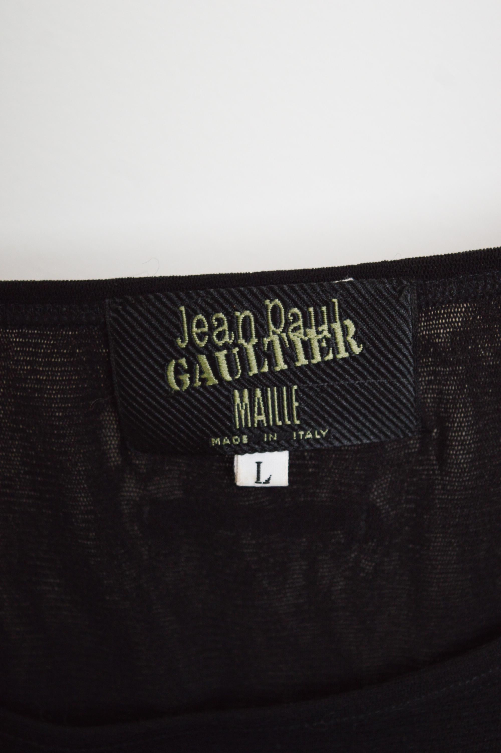 Women's Frilly 1990's Jean Paul Gaultier Vintage Sheer Black Mesh fishtail Maxi Skirt For Sale
