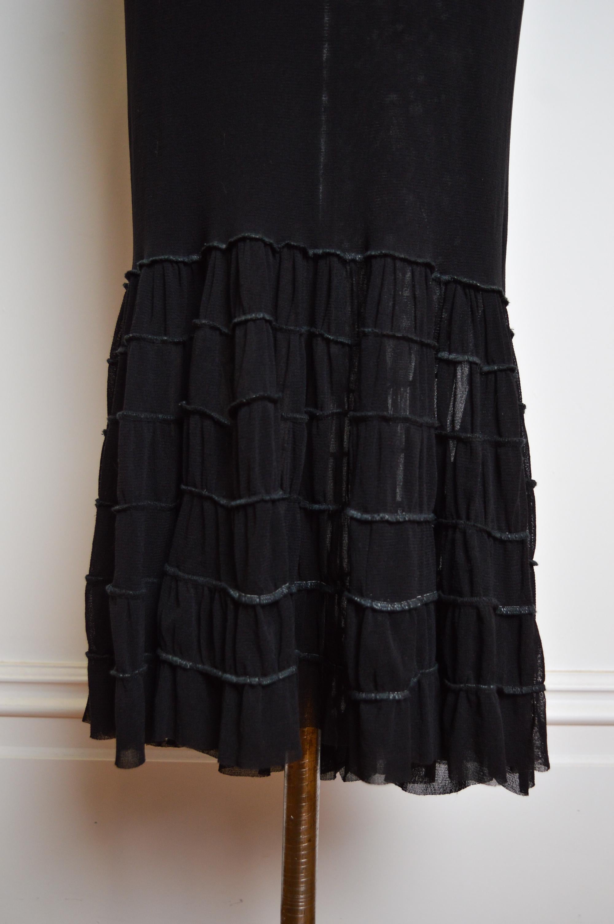 Frilly 1990's Jean Paul Gaultier Vintage Sheer Black Mesh fishtail Maxi Skirt For Sale 3
