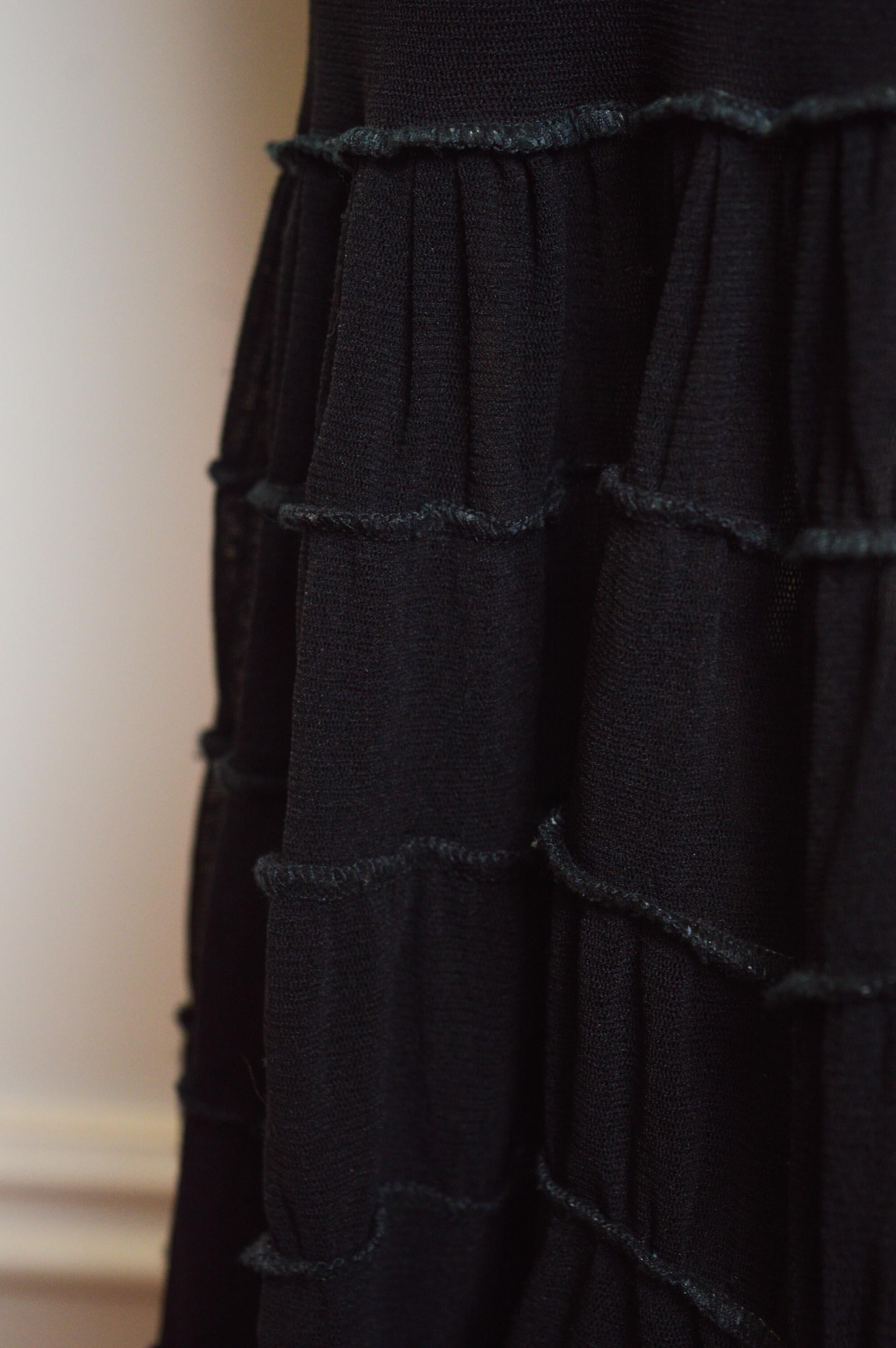 Frilly 1990's Jean Paul Gaultier Vintage Sheer Black Mesh fishtail Maxi Skirt For Sale 5