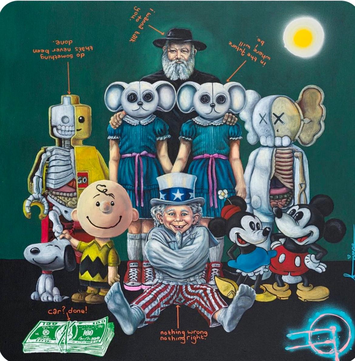 FRINGE Figurative Painting – The Gathering - Gerahmt