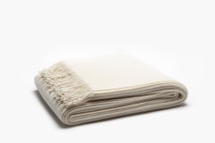 Frangia 100% cachemire, lancio jacquard a grana di riso Crema