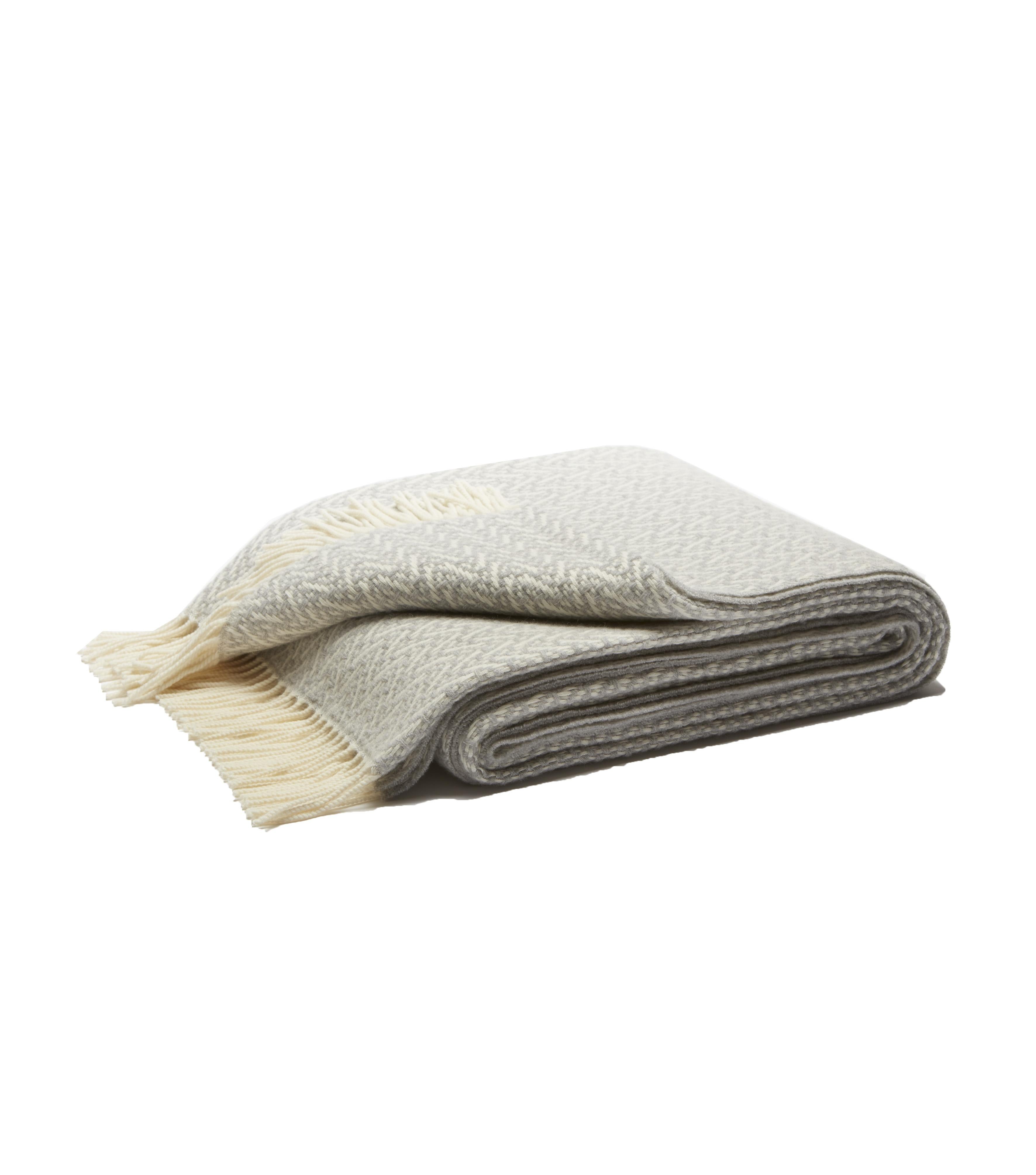 Contemporary Fringe Cashmere and Silk THROW Beige For Sale