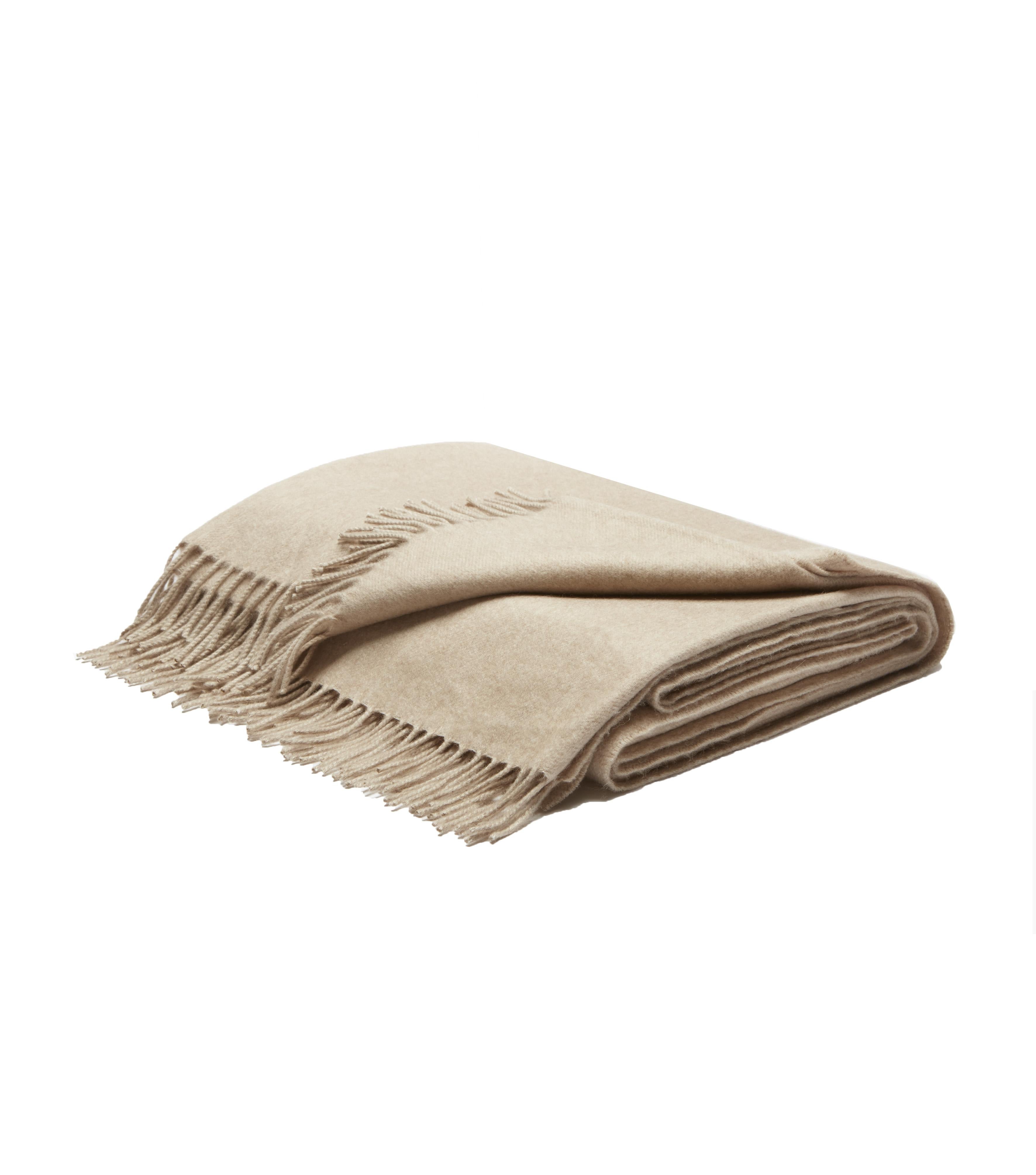 Textile Fringe Cashmere and Silk THROW Beige For Sale