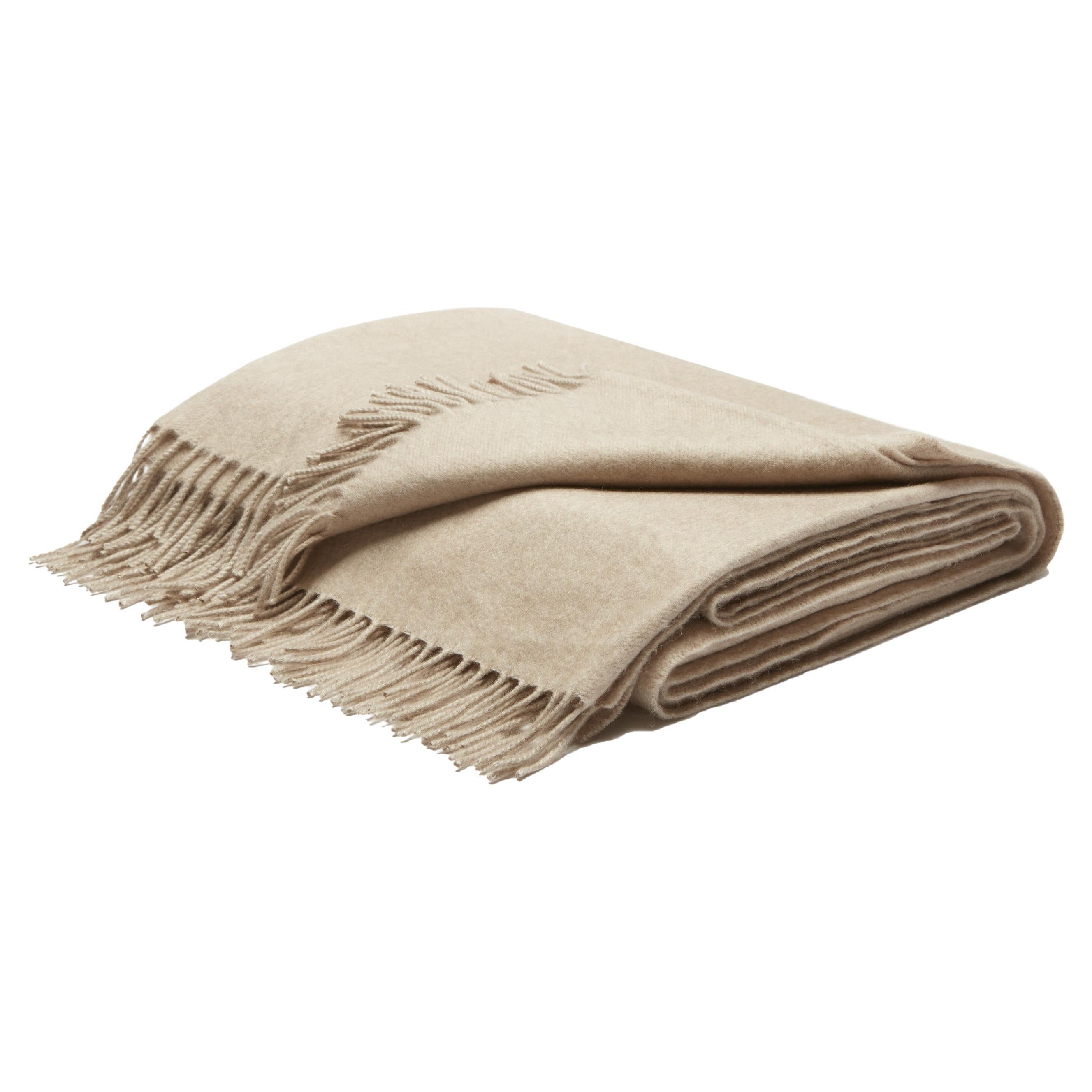 Fringe Cashmere and Silk THROW Beige For Sale