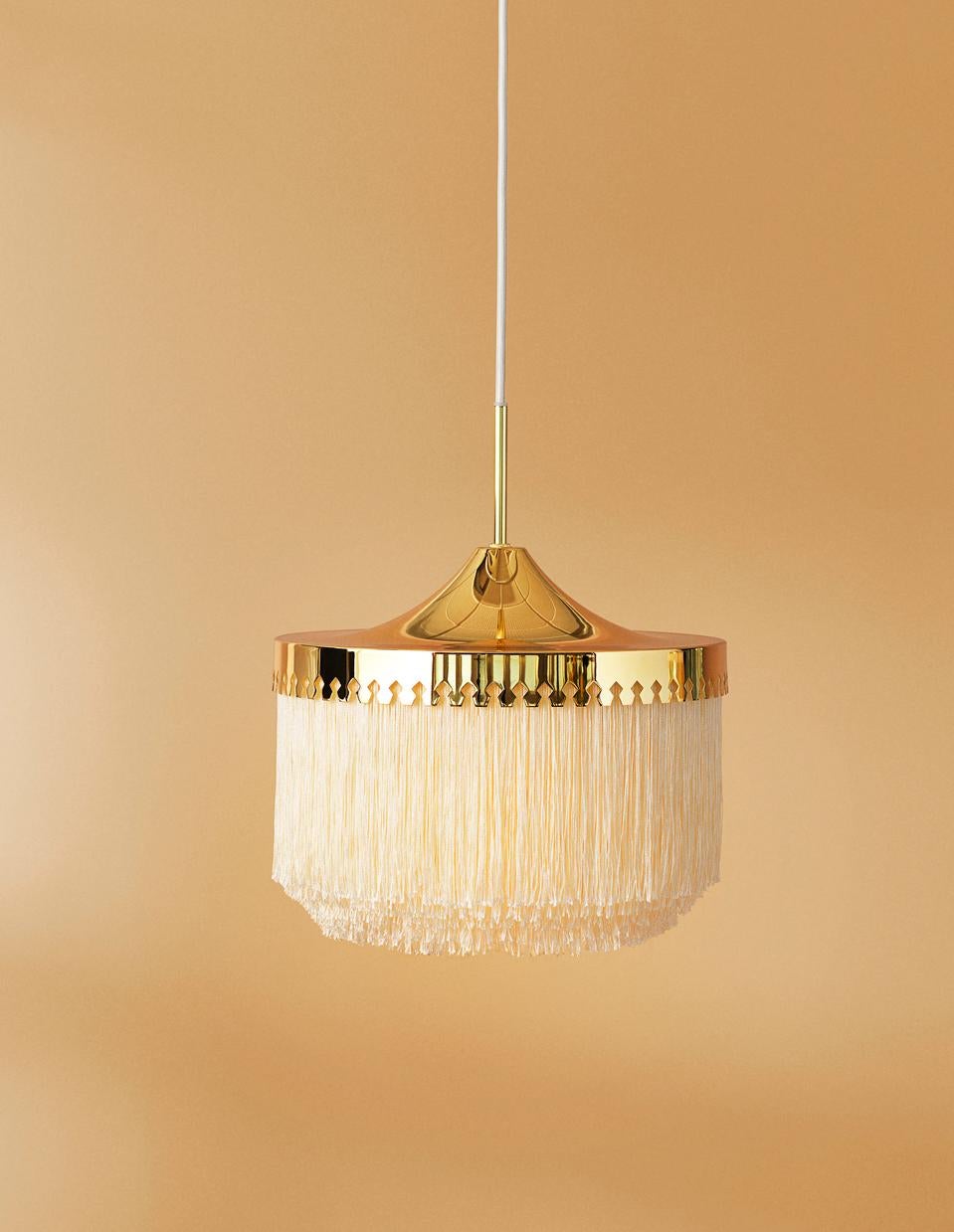 Brass Fringe Cream White Small Pendant by Warm Nordic For Sale