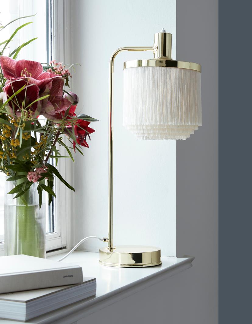 Danish Fringe Cream White Table Lamp by Warm Nordic
