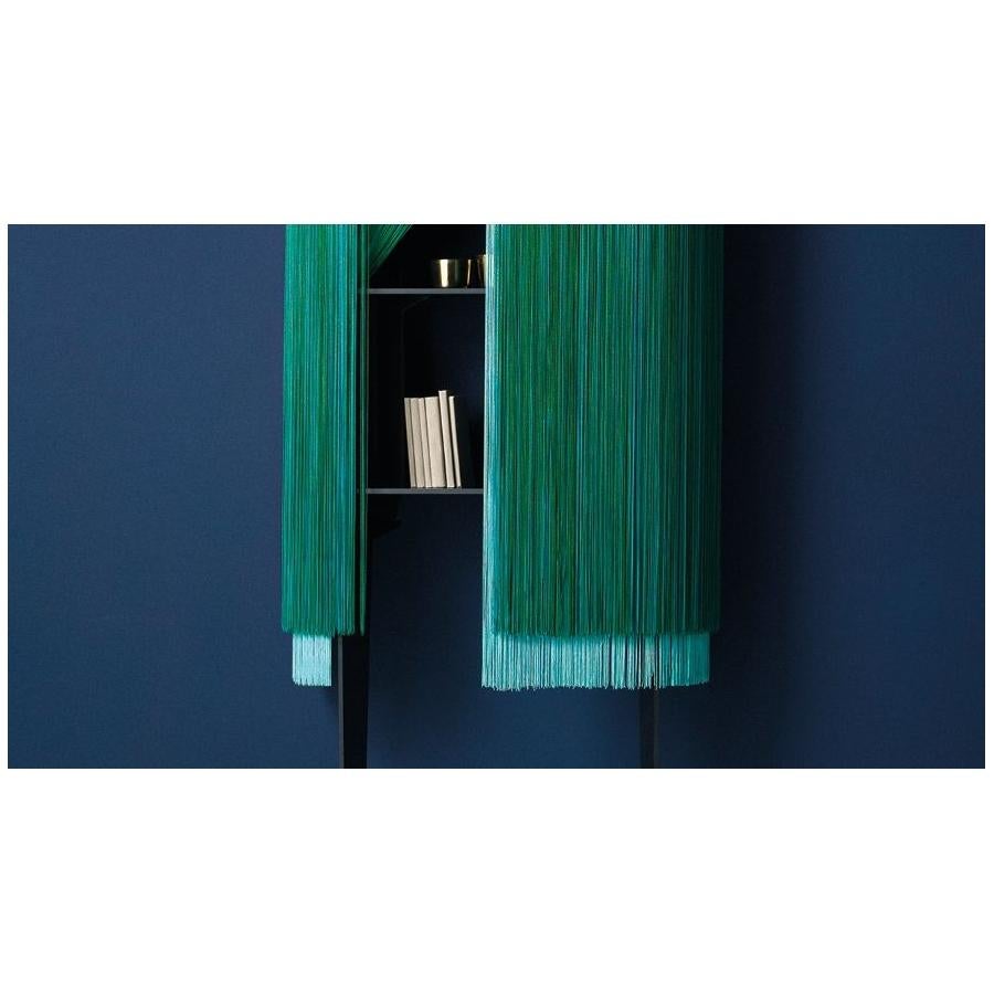 Contemporary Fringe, Green Luxury Wall Cabinet with Two Legs, Made in France For Sale