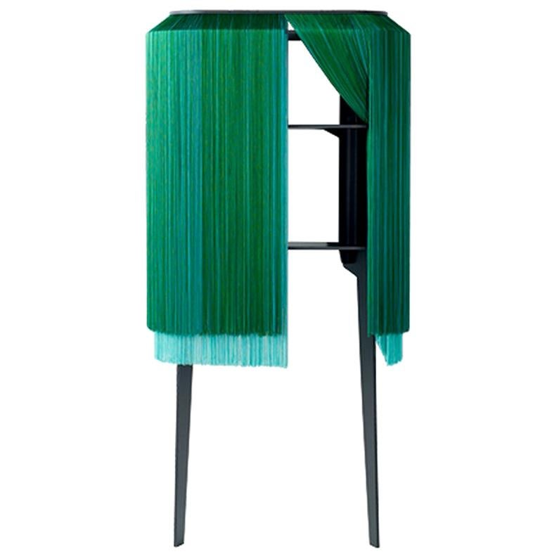 Fringe, Green Luxury Wall Cabinet with Two Legs, Made in France