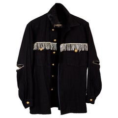 Fringe Jacket Black Gold Buttons Open Elbow Gold One of a kind J Dauphin