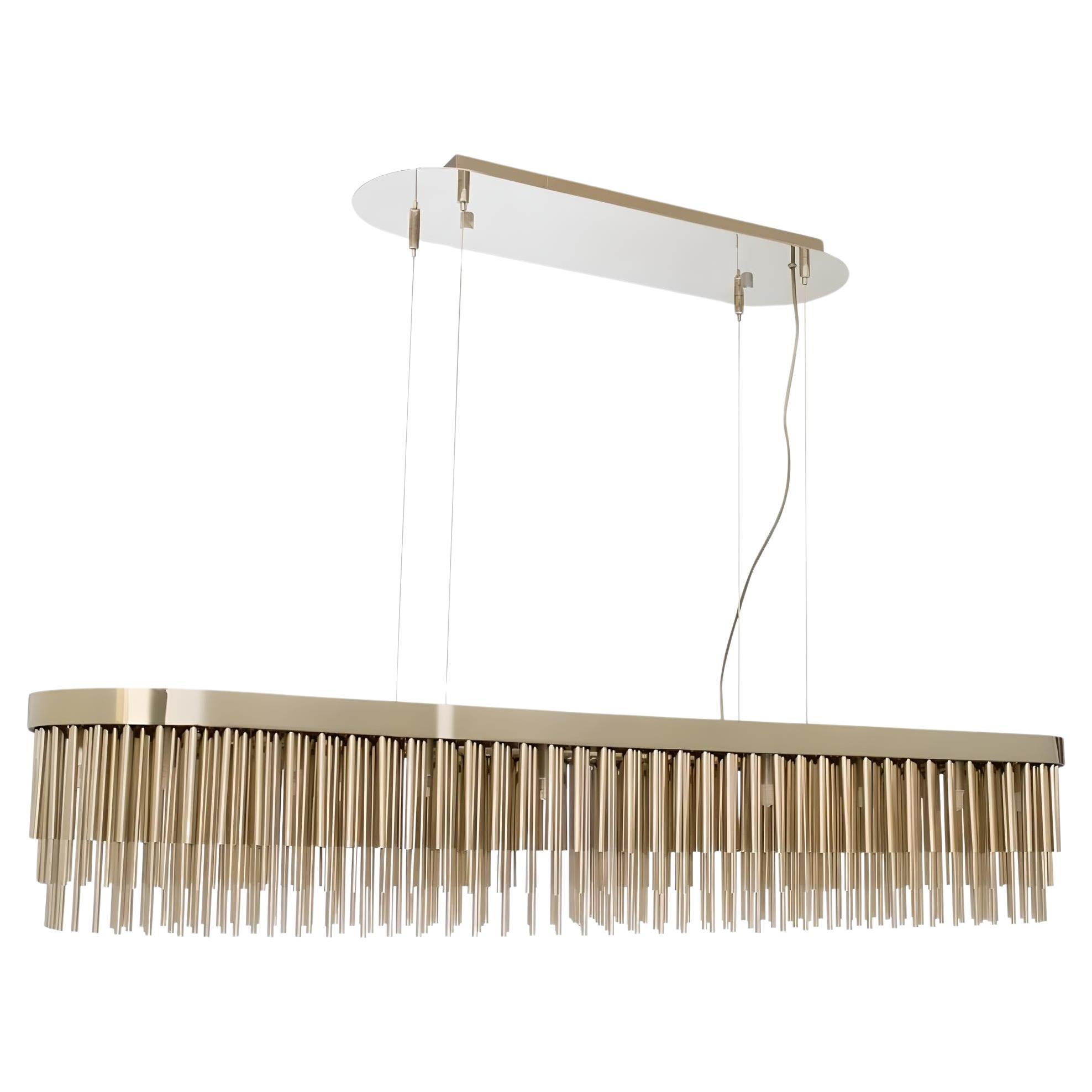 Fringe Linear Pendant Light Featuring Gold-Plated Brass Tubes