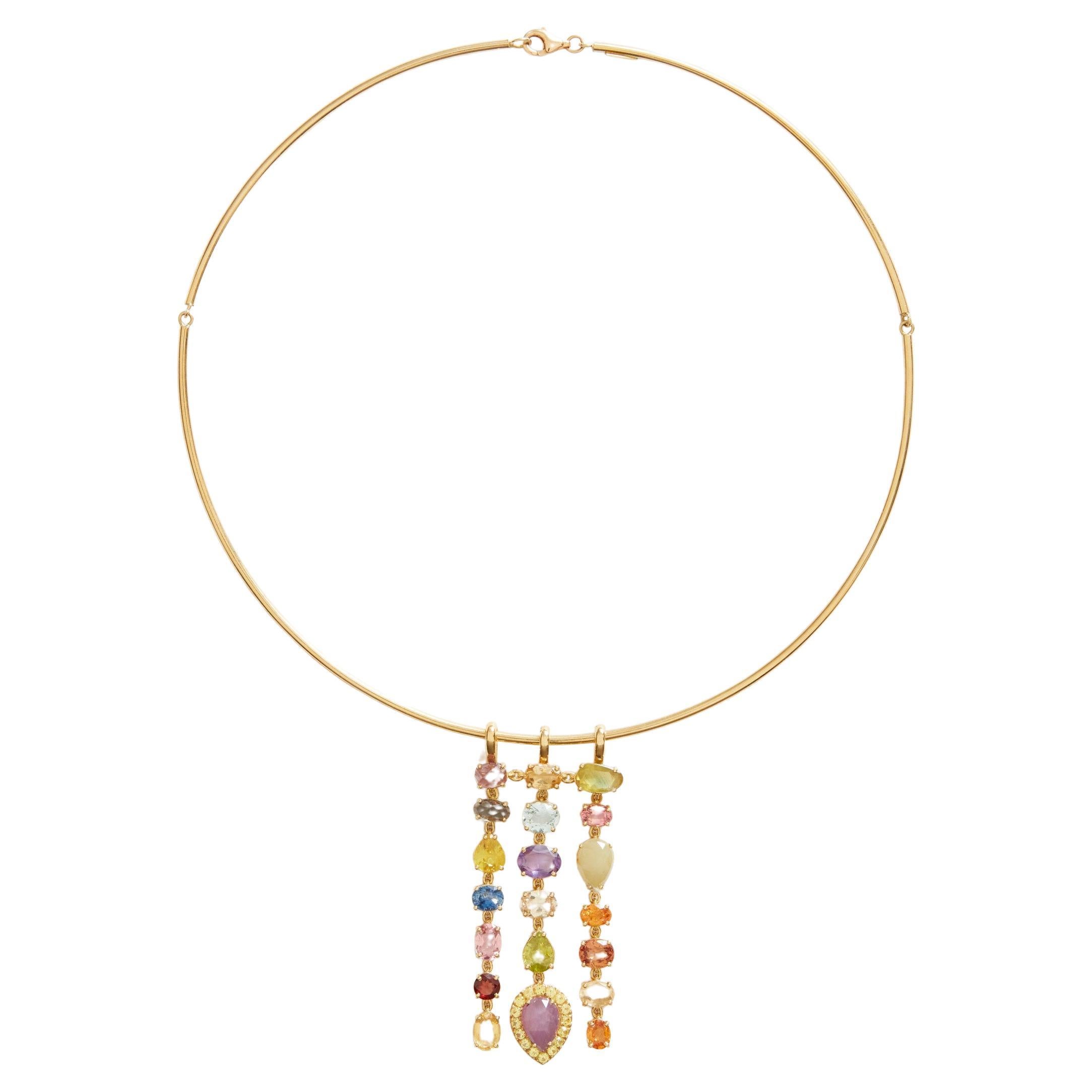 Fringe Pendant Necklace 18k Gold For Sale