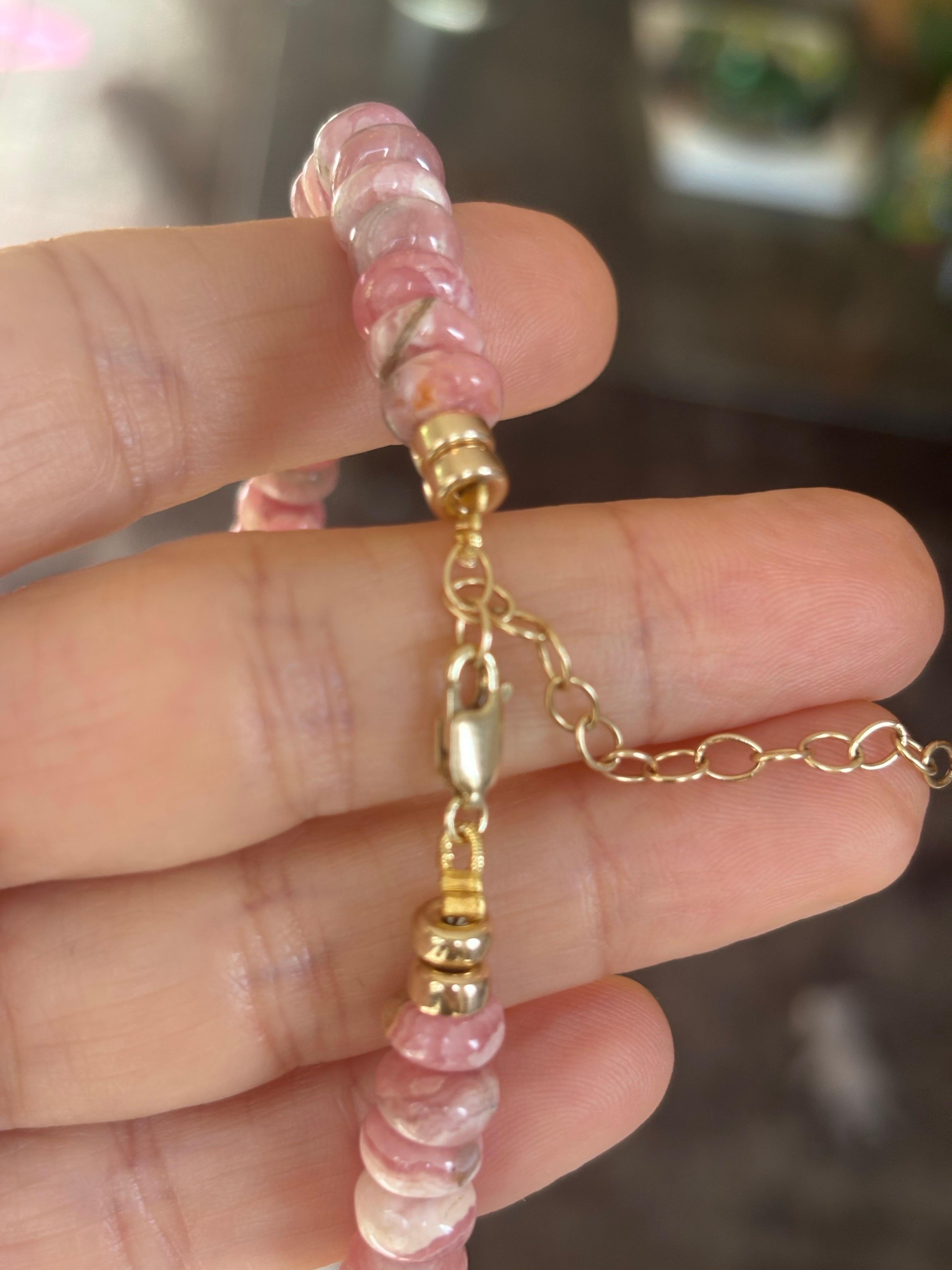 Fringe Rondelle Necklace with Rhodochrosite, Emeralds, Pink Spinel & 14k Gold en venta 7