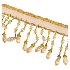 Elegant Italian Fringe Trim with Yellow Beads, Machine-Made, 20st Century