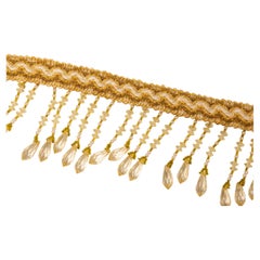 Elegant Italian Fringe Trim with Yellow Beads, Machine-Made, 20st Century