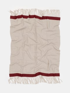 Fringed red-banded Blanket - Made in Italy