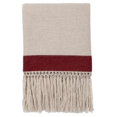 Fringed red-banded Blanket - Made in Italy