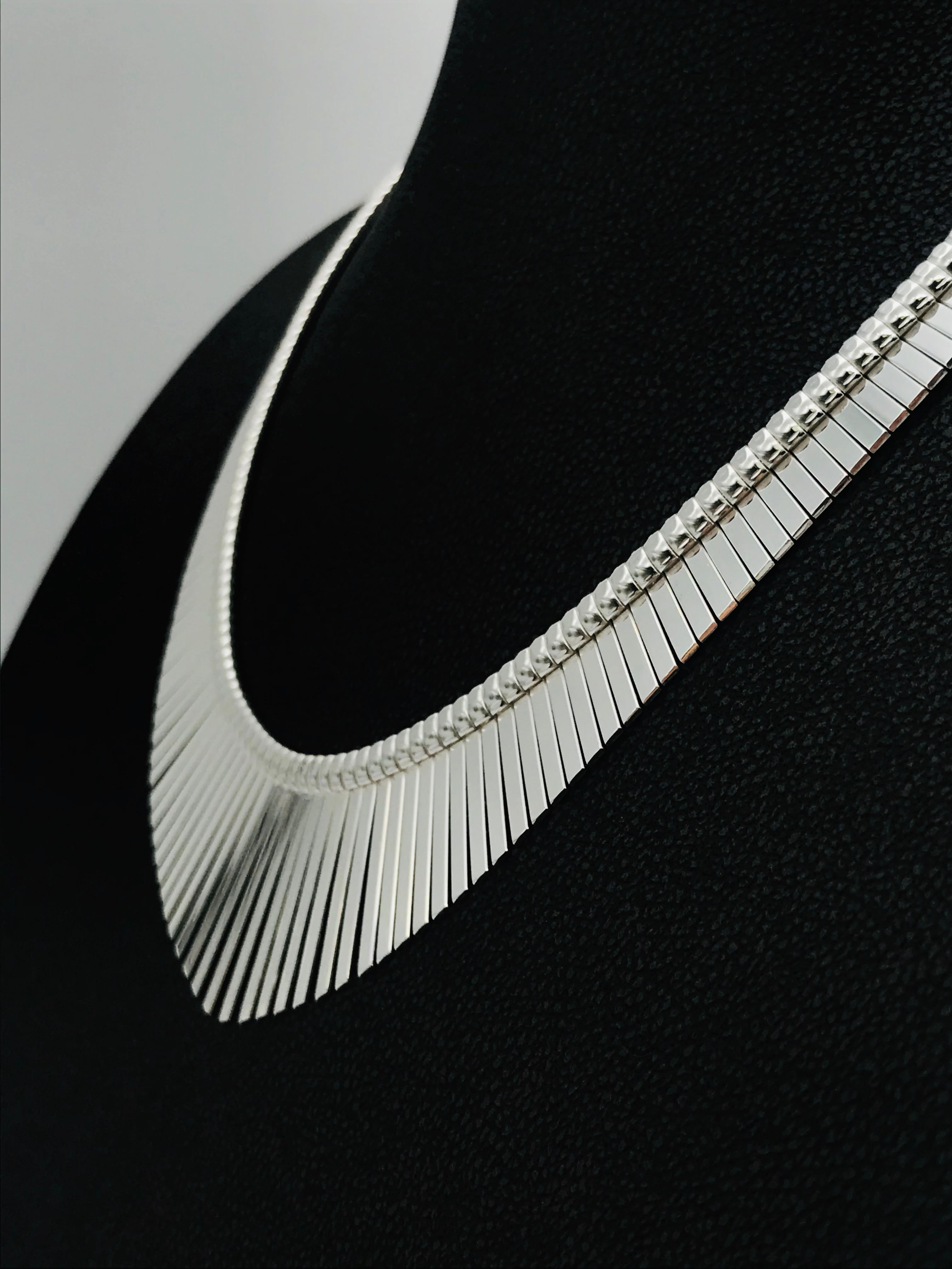 Contemporary Fringed Silver Necklace