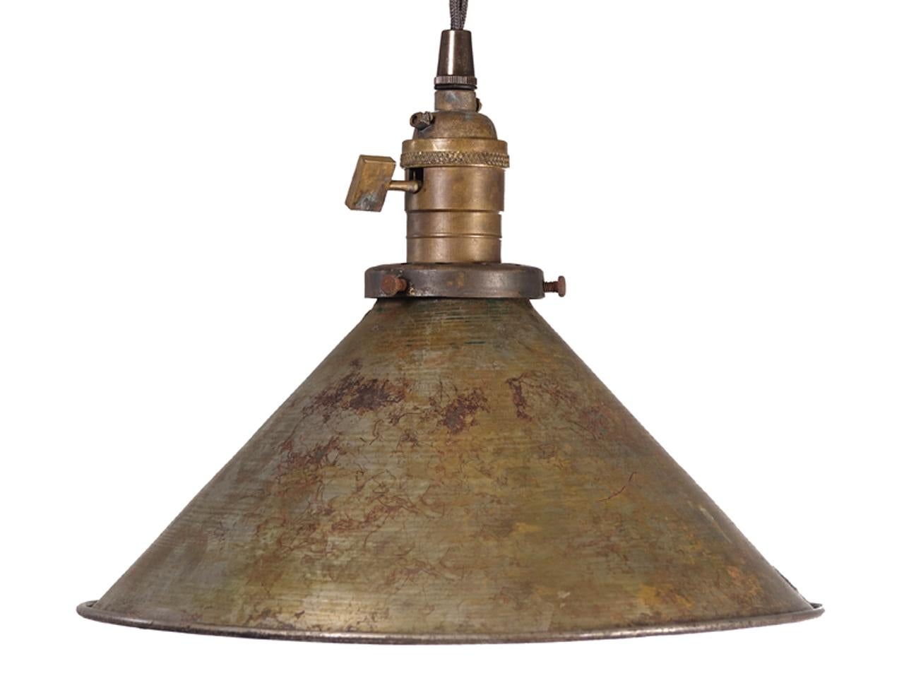 These early mirrored pendants have always been a first choice for industrial style. The heavy gauge steel shade has an aged patina as well as the mirrors. The rustic look is just right and the cobalt blue mirrors are striking and unique. They are