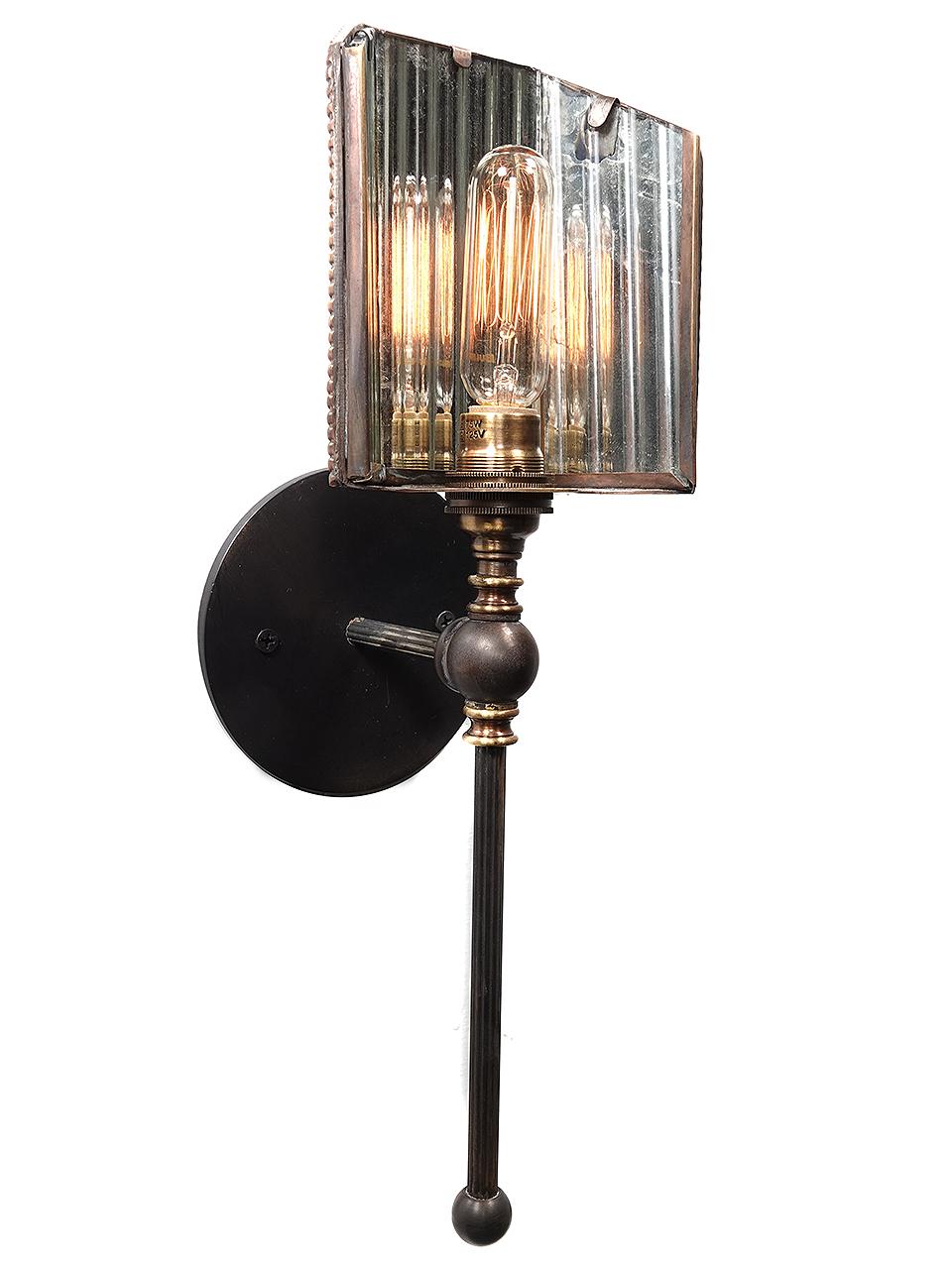 Industrial Frink Style Mirrored Reflector Footlight Sconce For Sale