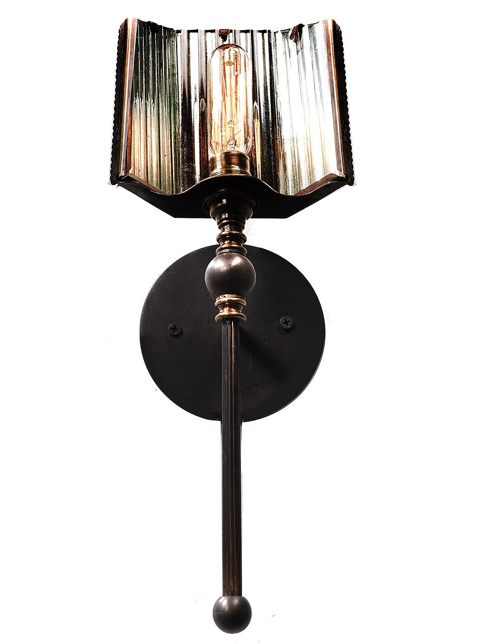 Contemporary Frink Style Mirrored Reflector Footlight Sconce For Sale