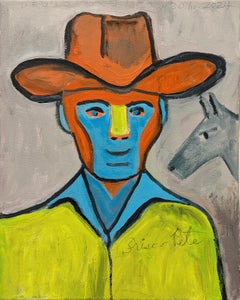 "Drugstore Cowboy" Contemporary Colorful Western Cowboy Portrait Painting