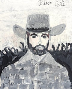 "Ranch Hand" Contemporary Black & White Western Cowboy Portrait Painting