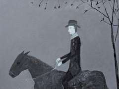"Rider" Contemporary Black & White Western Cowboy inspiriert Reiten Malerei