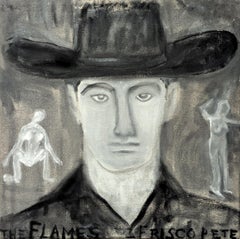 "The Flames" Contemporary Black & Grey Toned Western Cowboy Portrait Painting